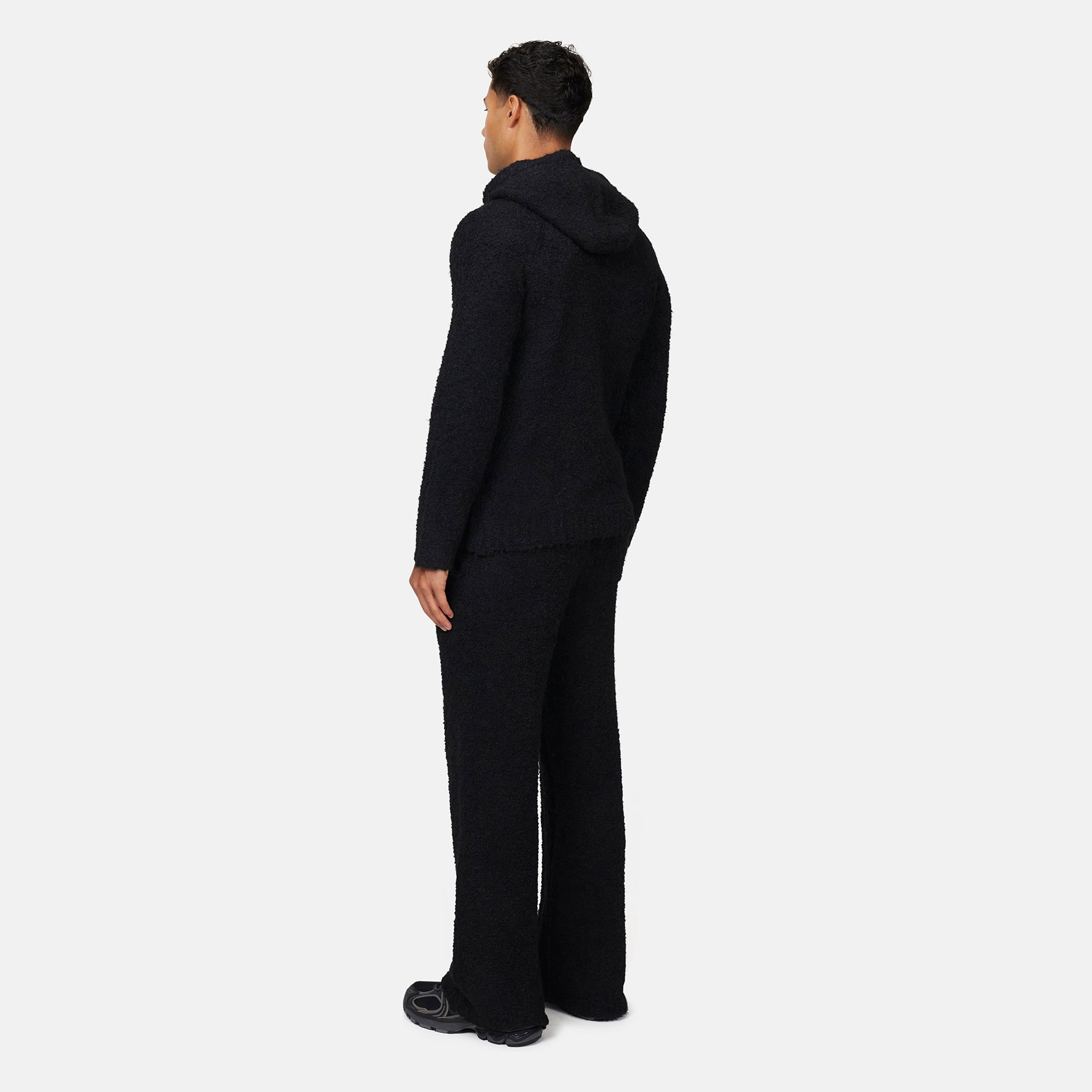Cozy Boucle Knitwear Black Hoodie