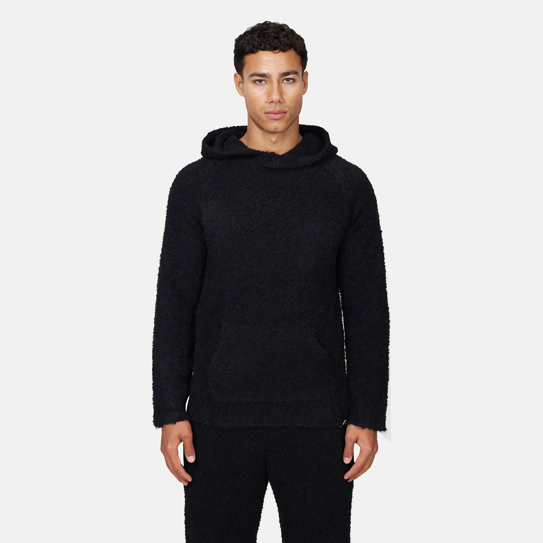Cozy Boucle Knitwear Black Hoodie