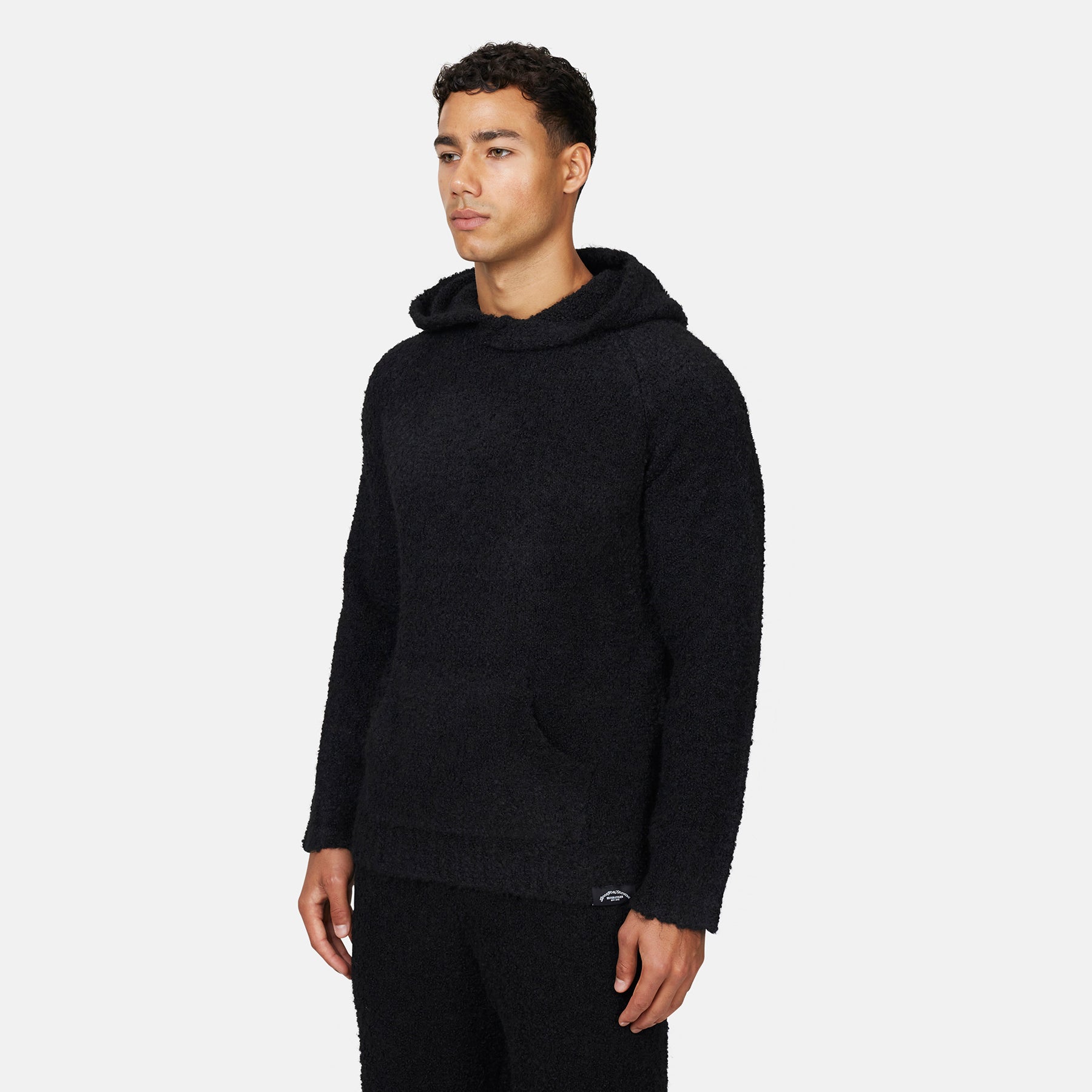 Cozy Boucle Knitwear Black Hoodie