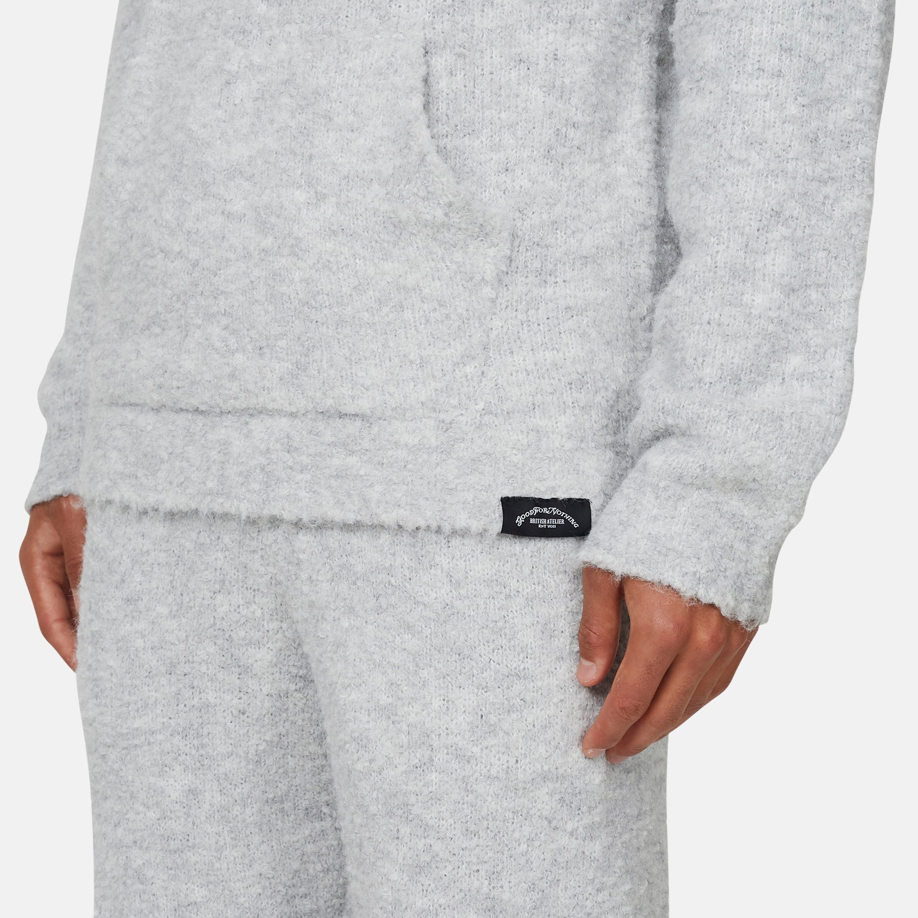 Cozy Boucle Knitwear Grey Hoodie
