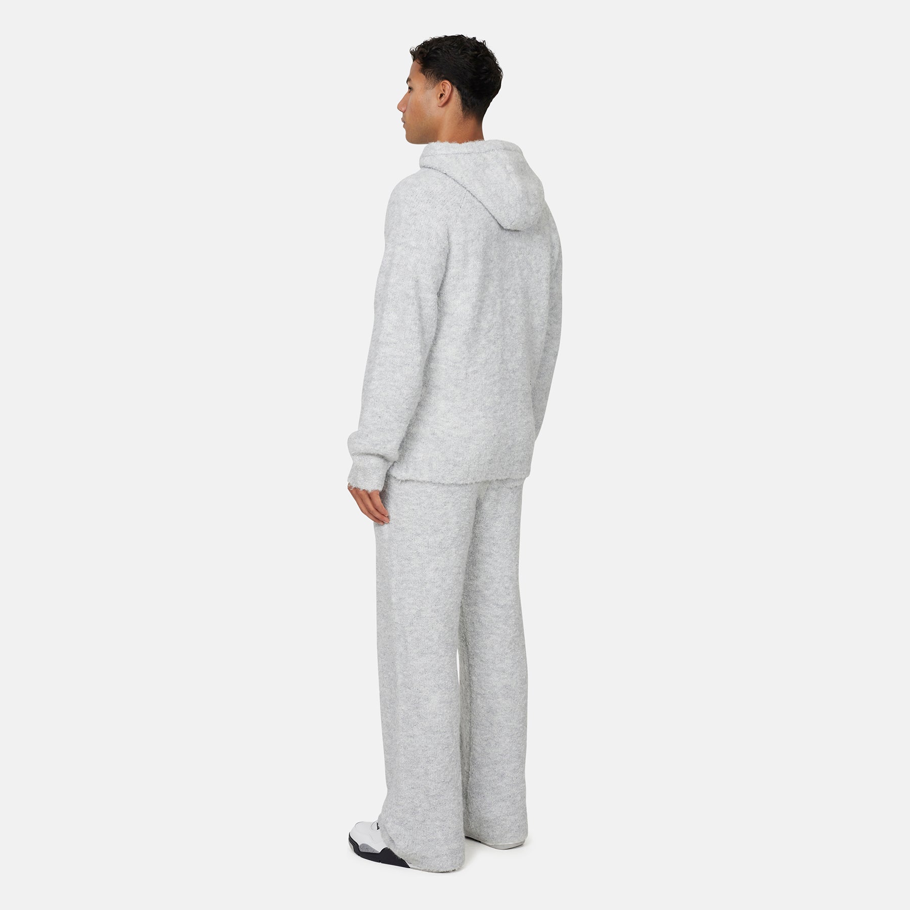 Cozy Boucle Knitwear Grey Hoodie