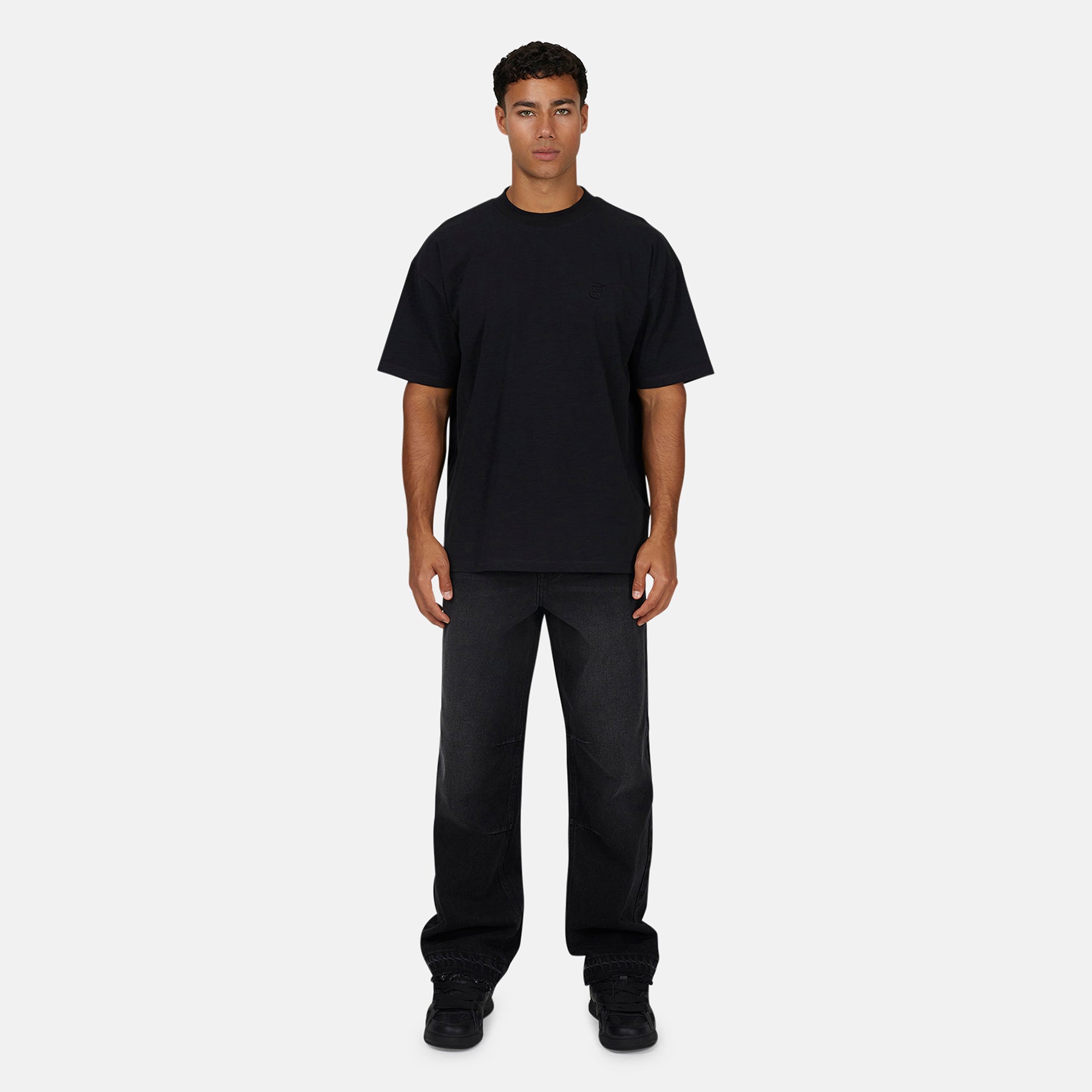 Monogram Slub Black T-Shirt