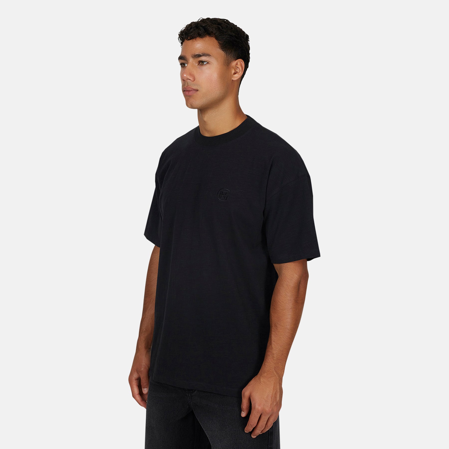 Monogram Slub Black T-Shirt