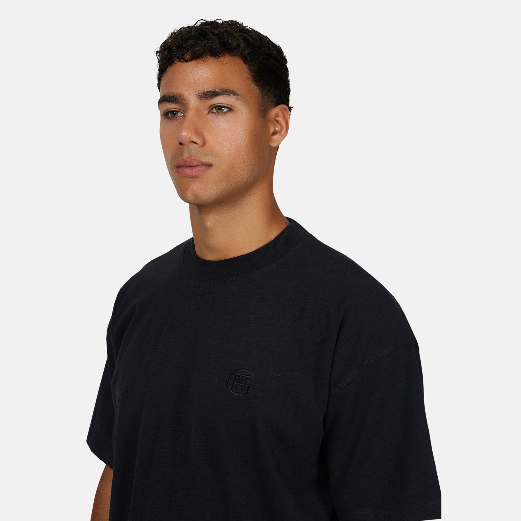 Monogram Slub Black T-Shirt