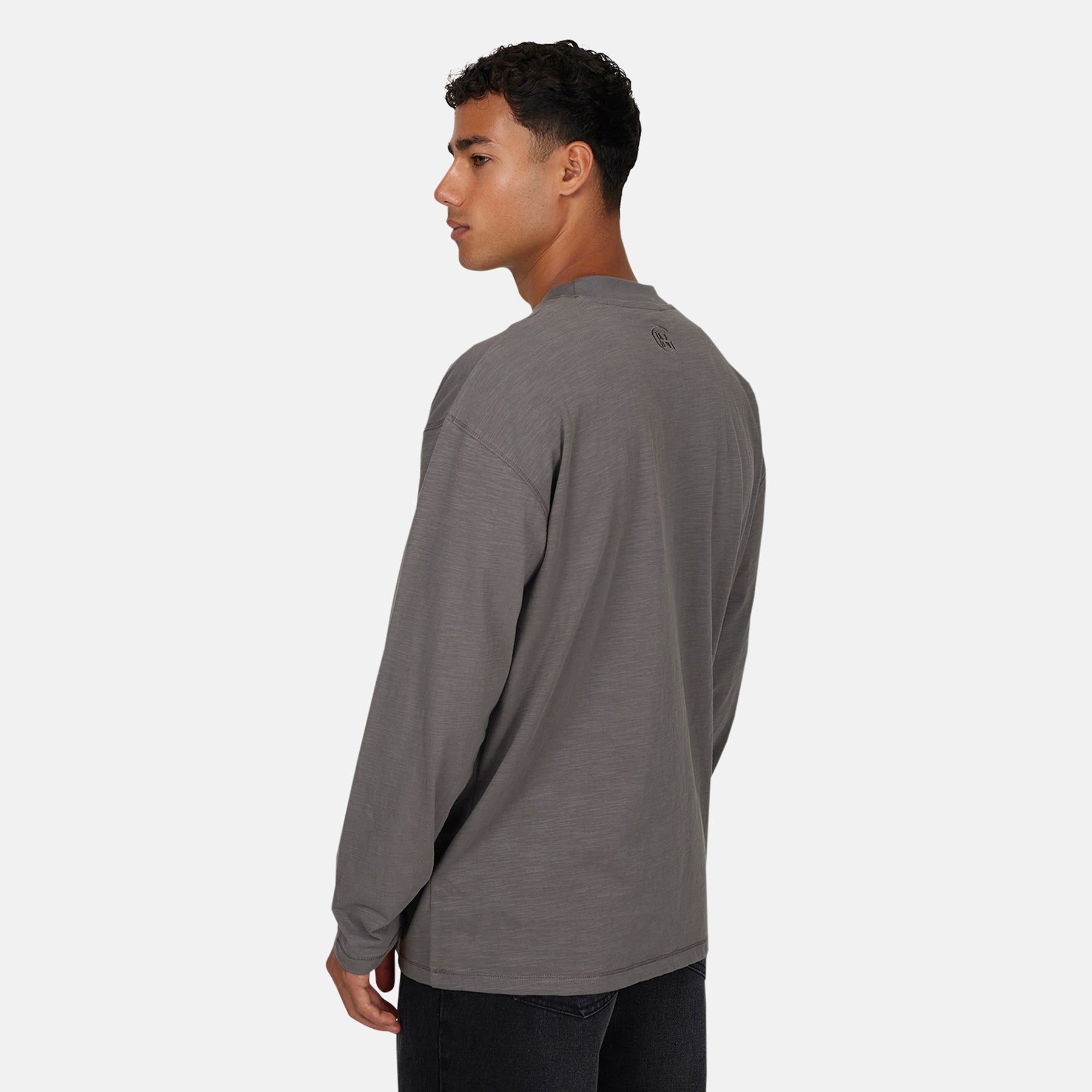 Emblem Tonal Slub Grey Long-sleeve T-Shirt