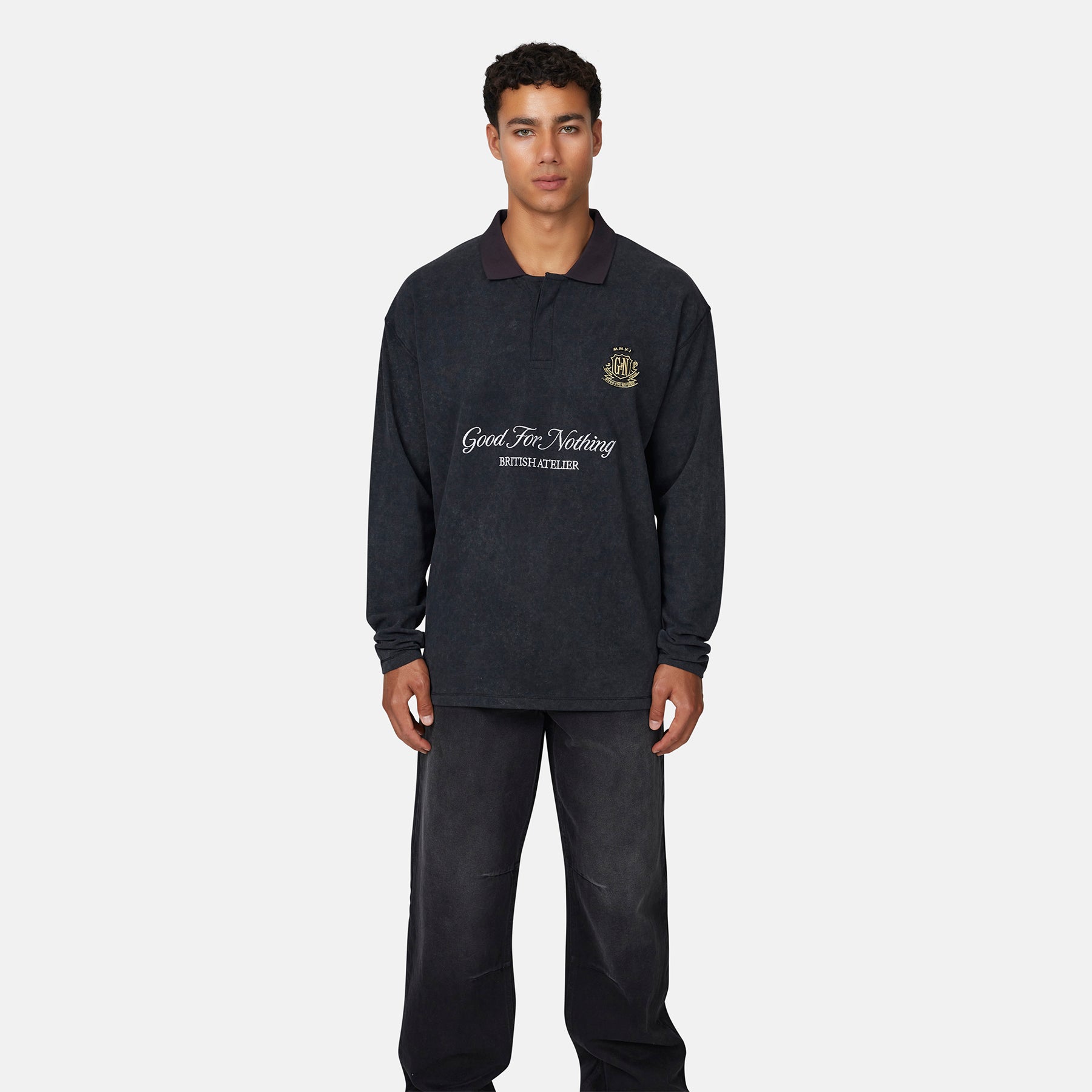 Vintage Crest Washed Black Polo