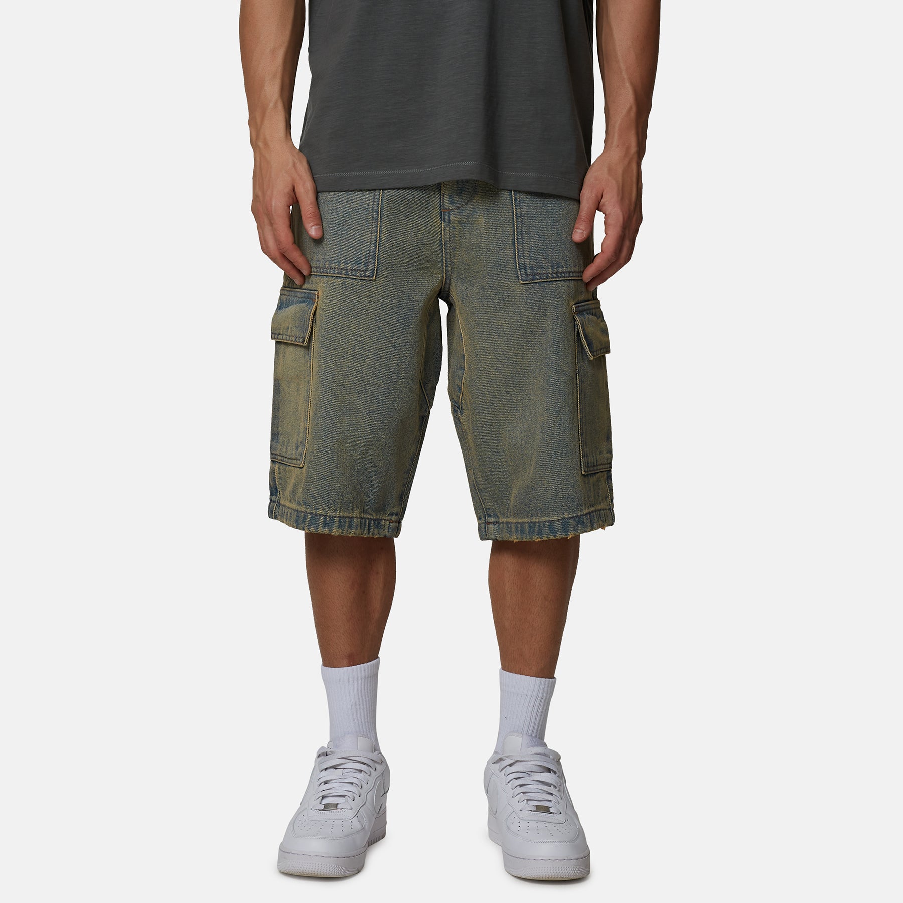 Cargo Sand Denim Shorts