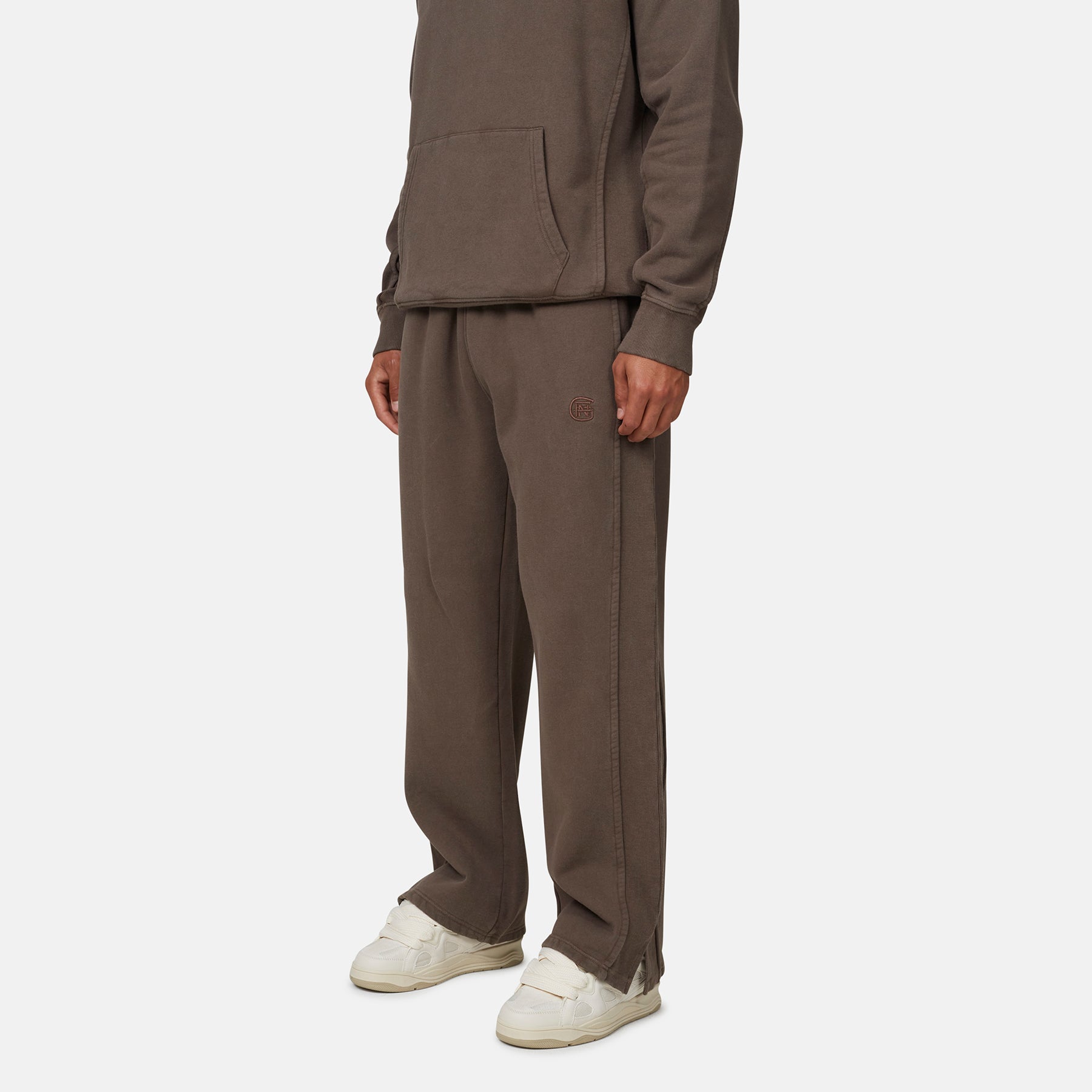 Monogram Brown Split Hem Jogger