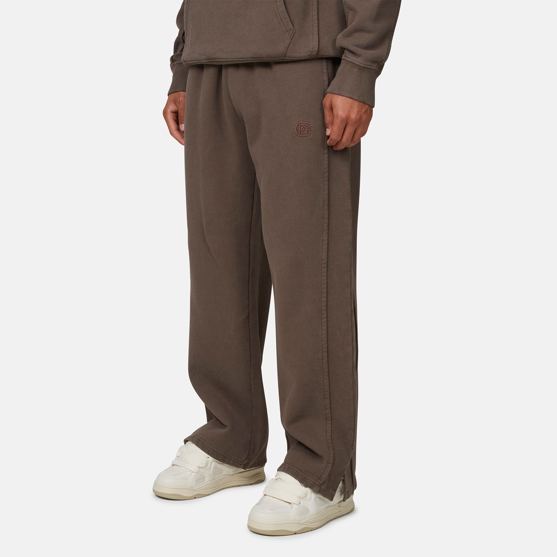 Monogram Brown Split Hem Jogger
