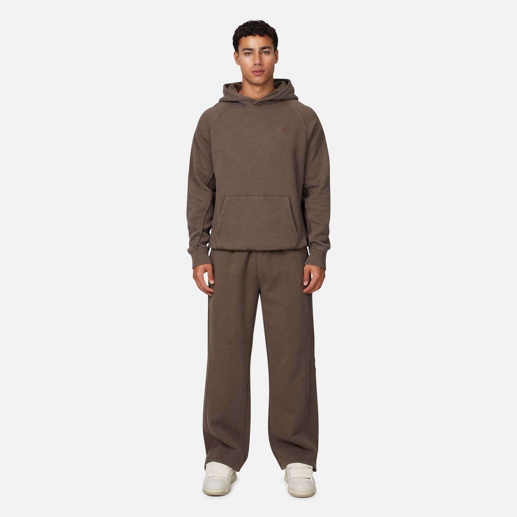 Monogram Brown Split Hem Jogger