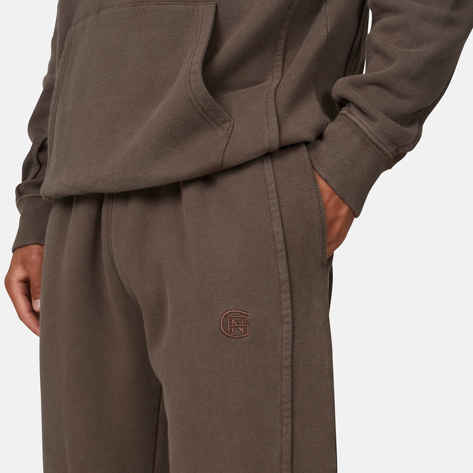 Monogram Brown Split Hem Jogger