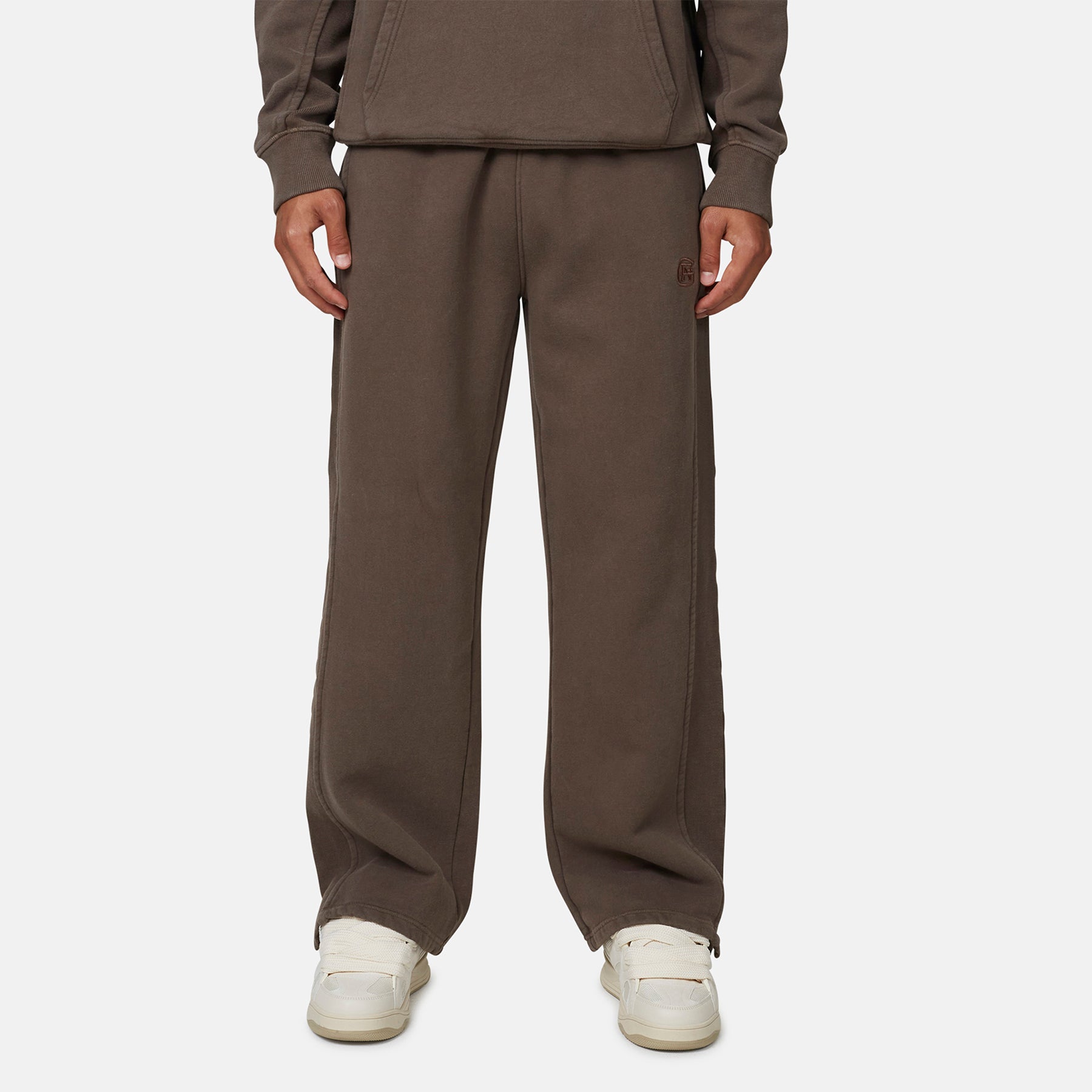 Monogram Brown Split Hem Jogger