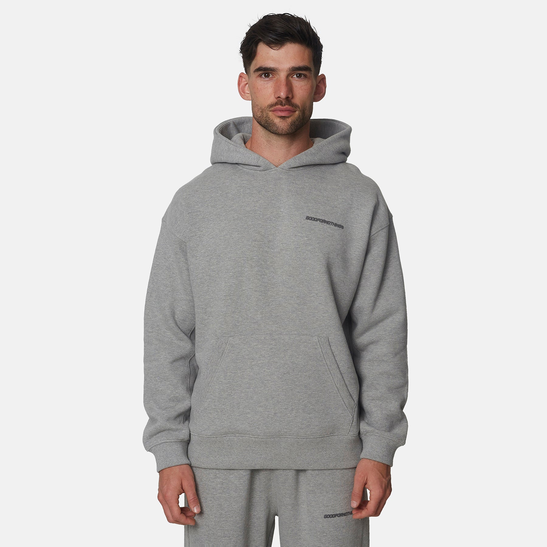 Essential Dark Grey Marl Oversized Fit Pullover Hoodie