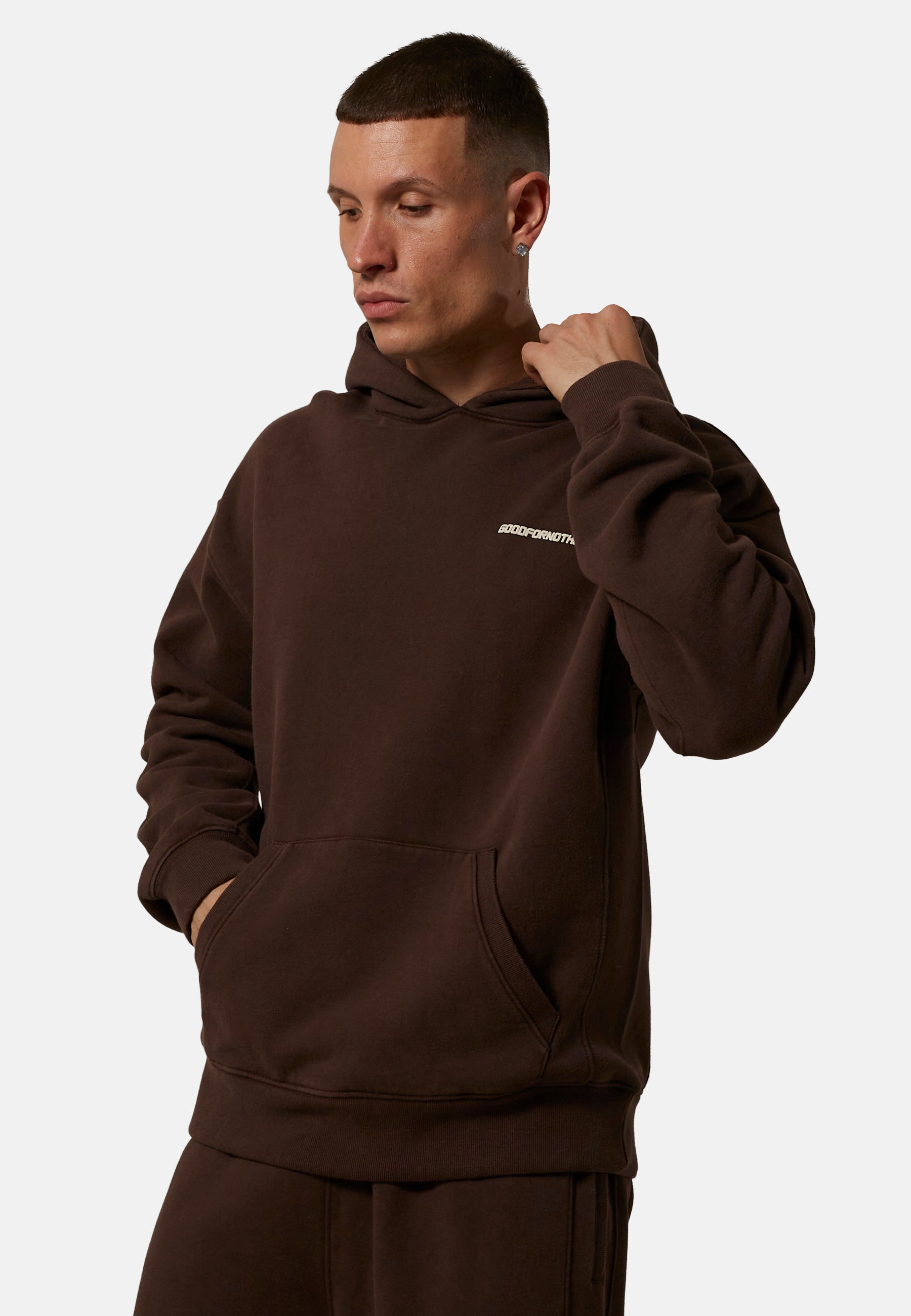 Essential Chocolate Brown Oversized Fit Pullover Hoodie