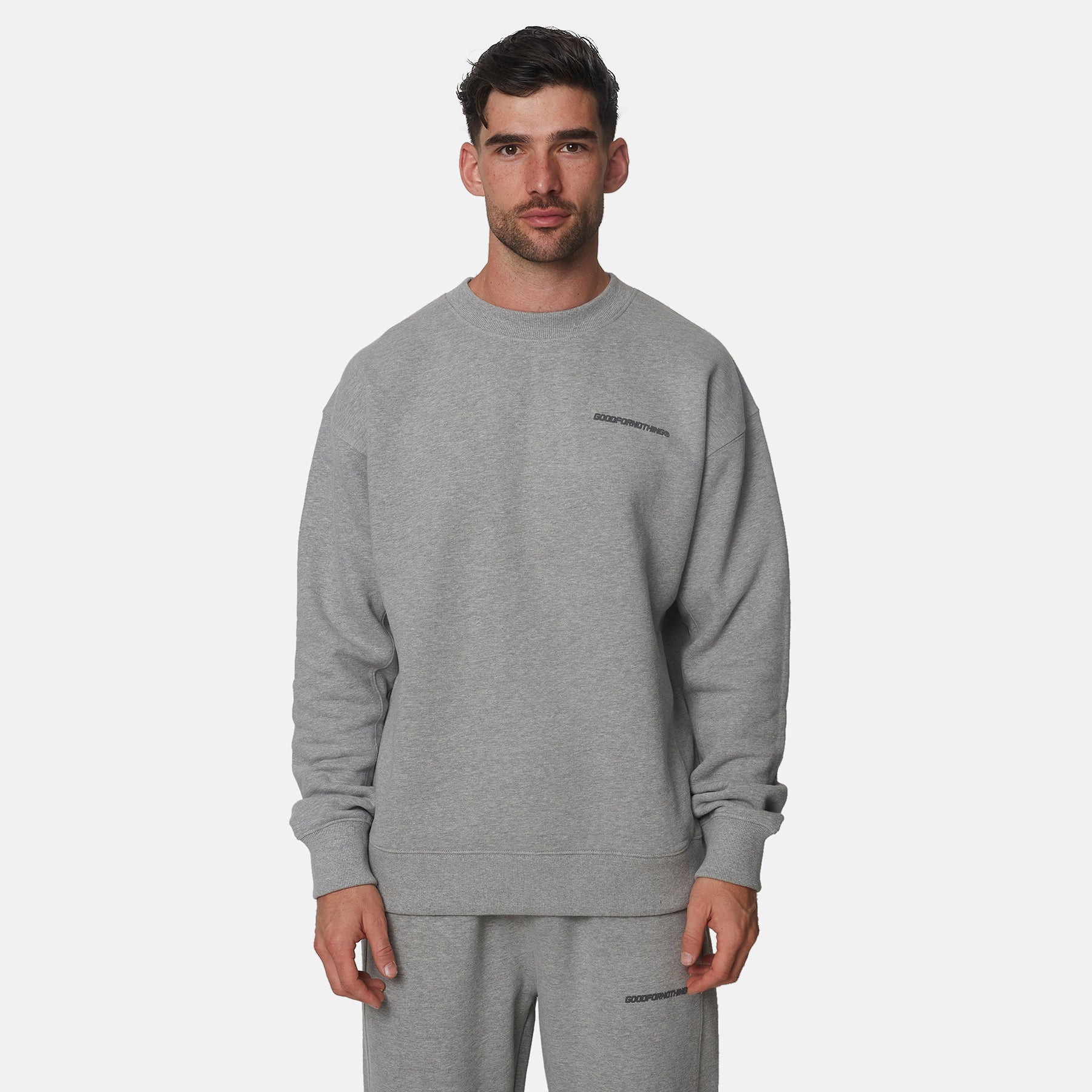 Essential Dark Grey Marl Oversized Fit Crewneck Sweater
