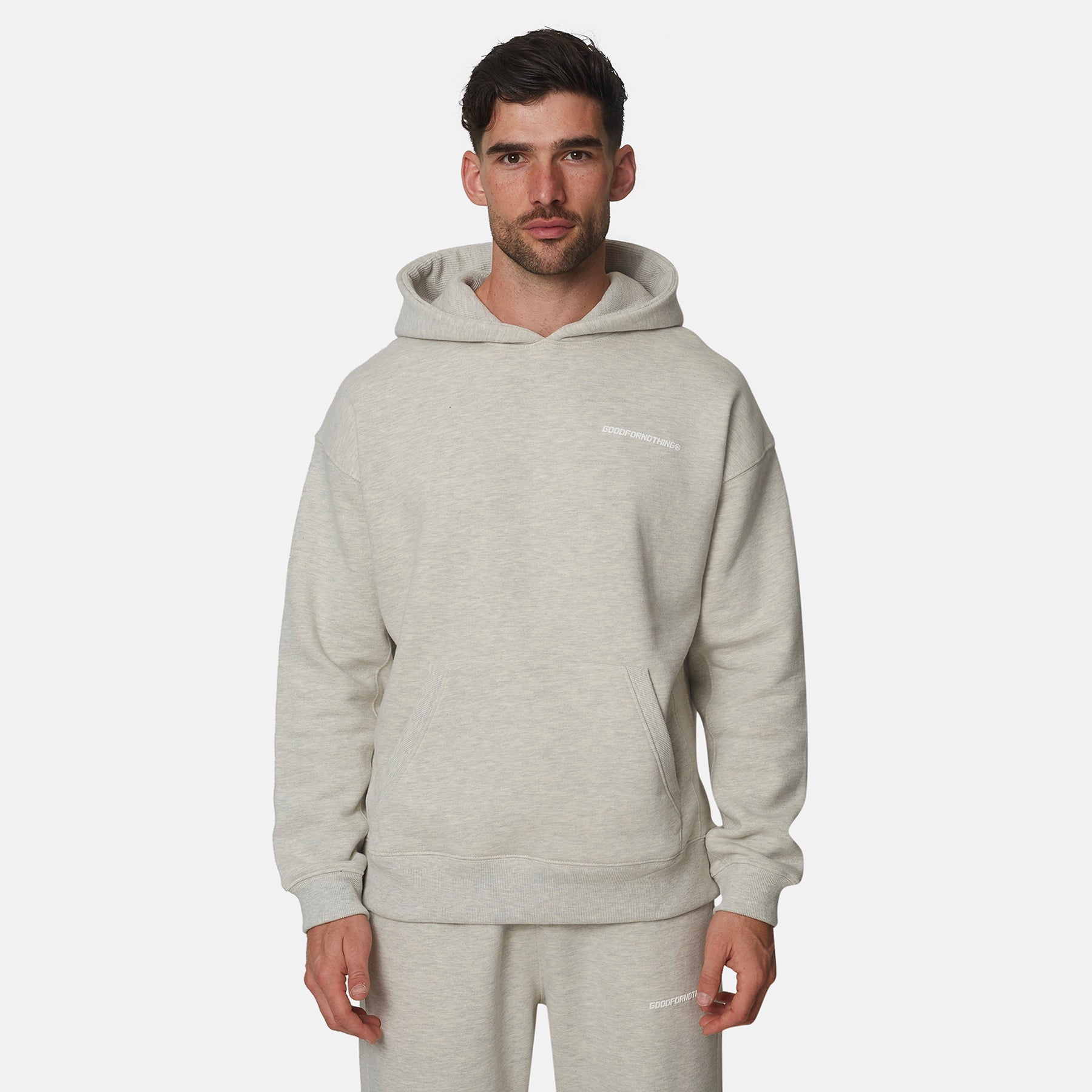 Essential Oat Marl Oversized Fit Pullover Hoodie