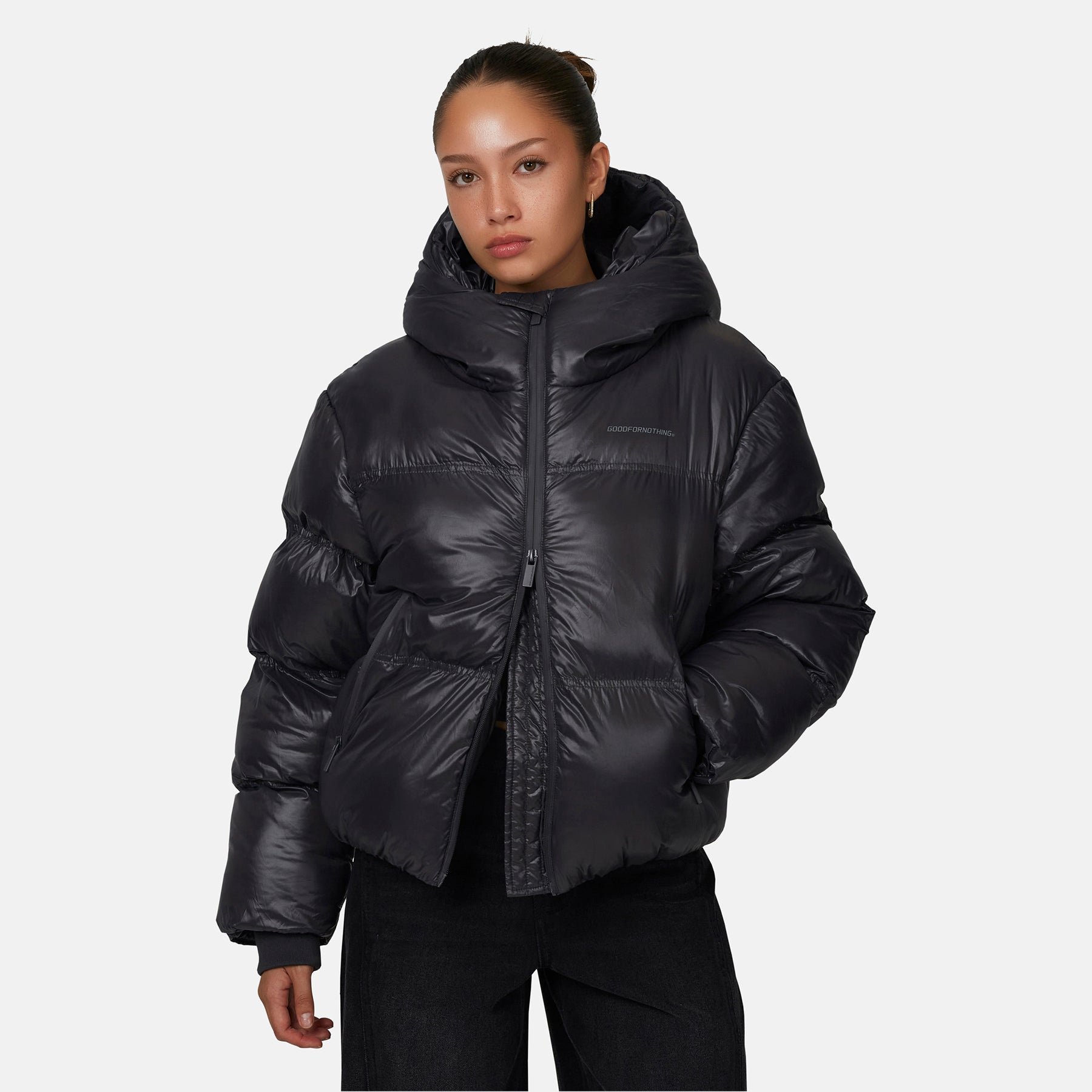 Arctic Shine Gunmetal Puffer Jacket – GOODFORNOTHING® Arctic Shine Gunmetal Puffer Jacket – GOODFORNOTHING®