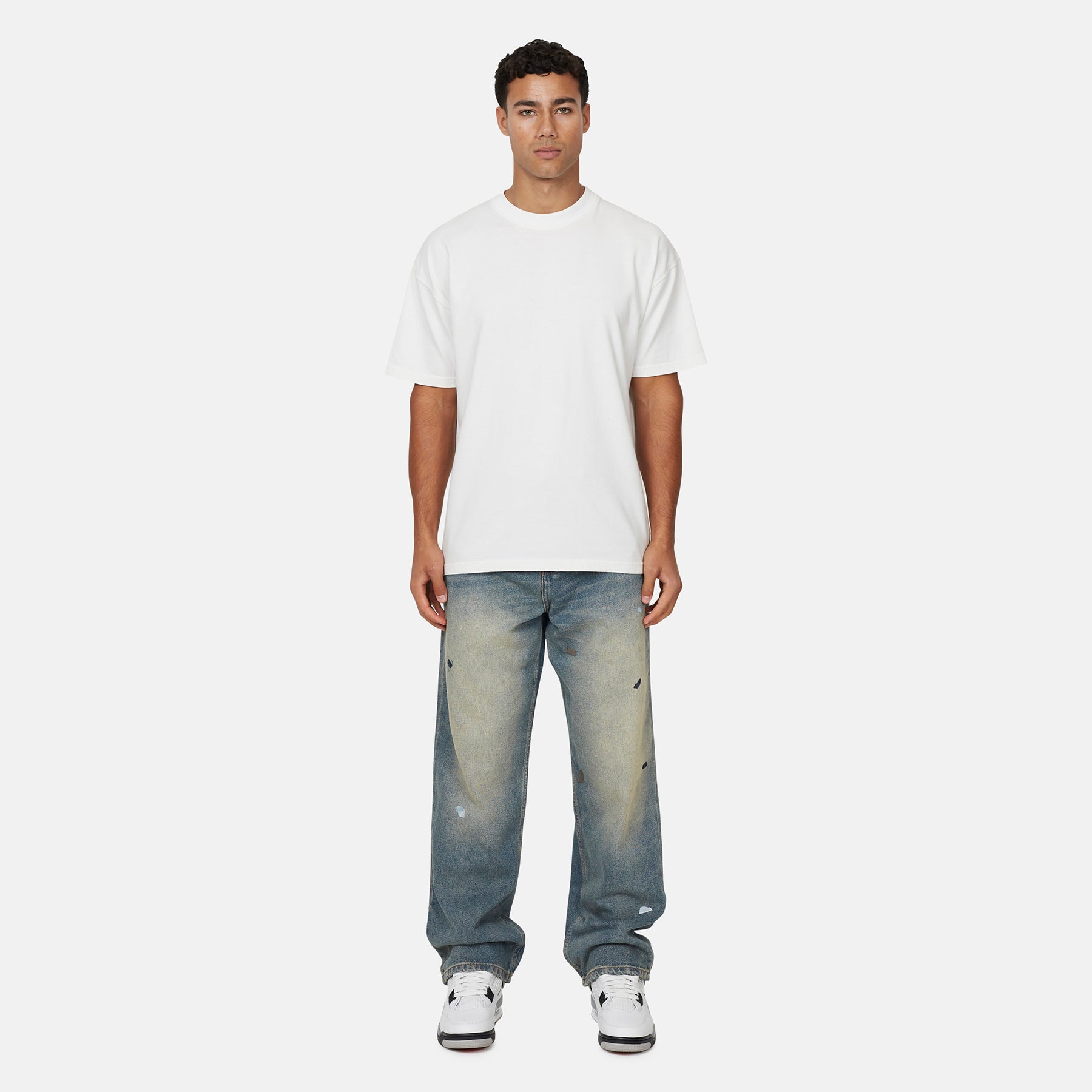 Heavy Vintage Paint Blue Denim Jeans