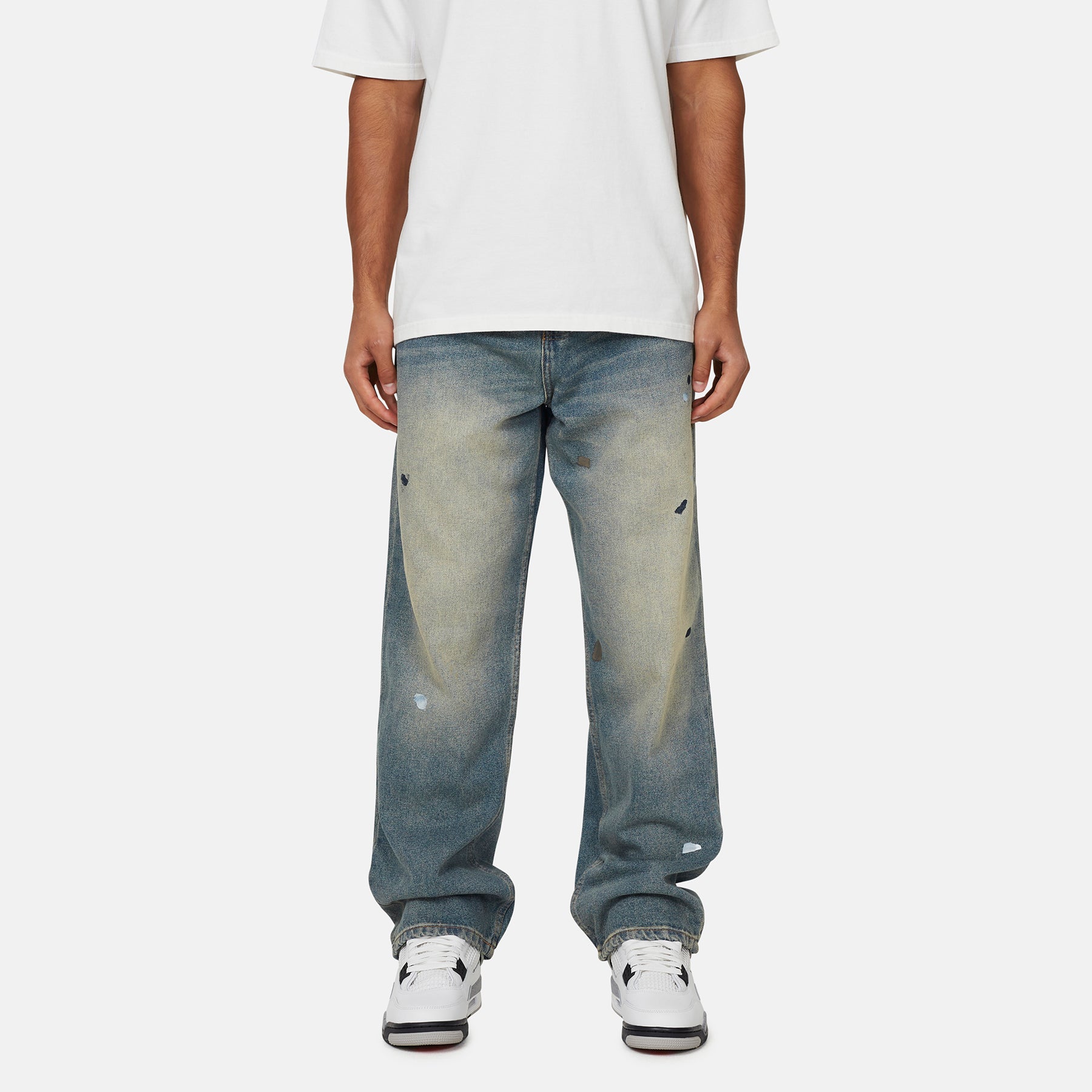 Heavy Vintage Paint Blue Denim Jeans