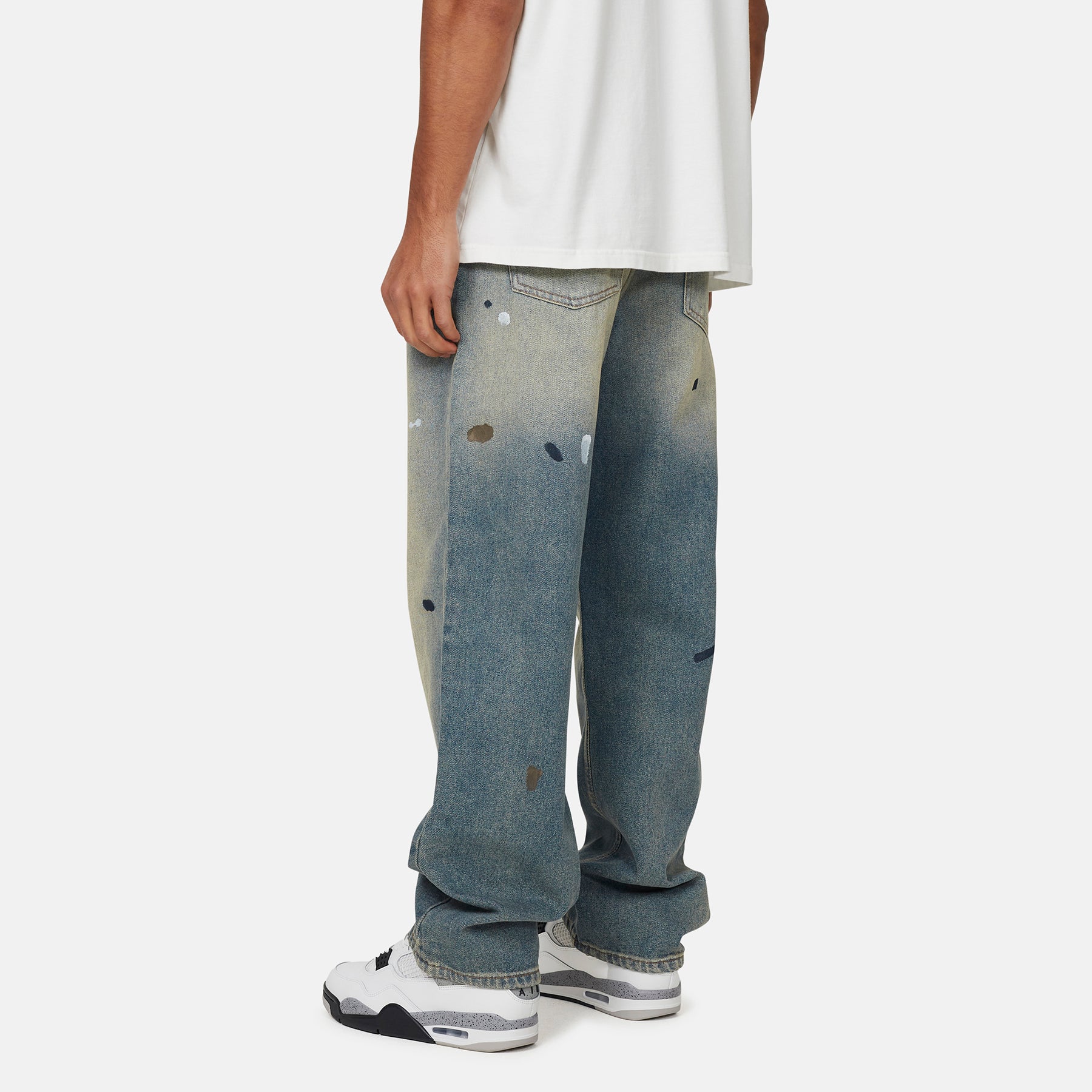 Heavy Vintage Paint Blue Denim Jeans