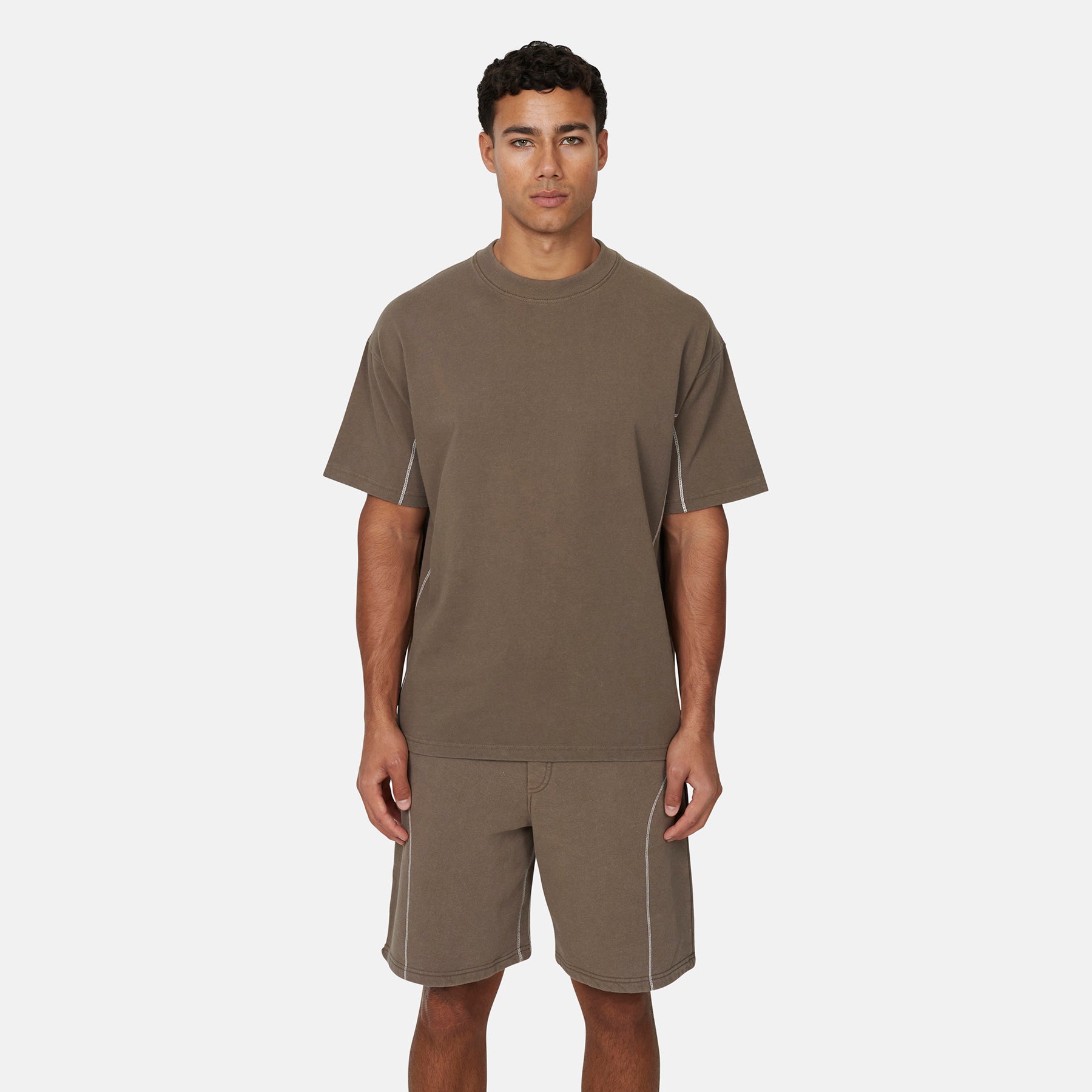 Overlock Washed Taupe T-shirt
