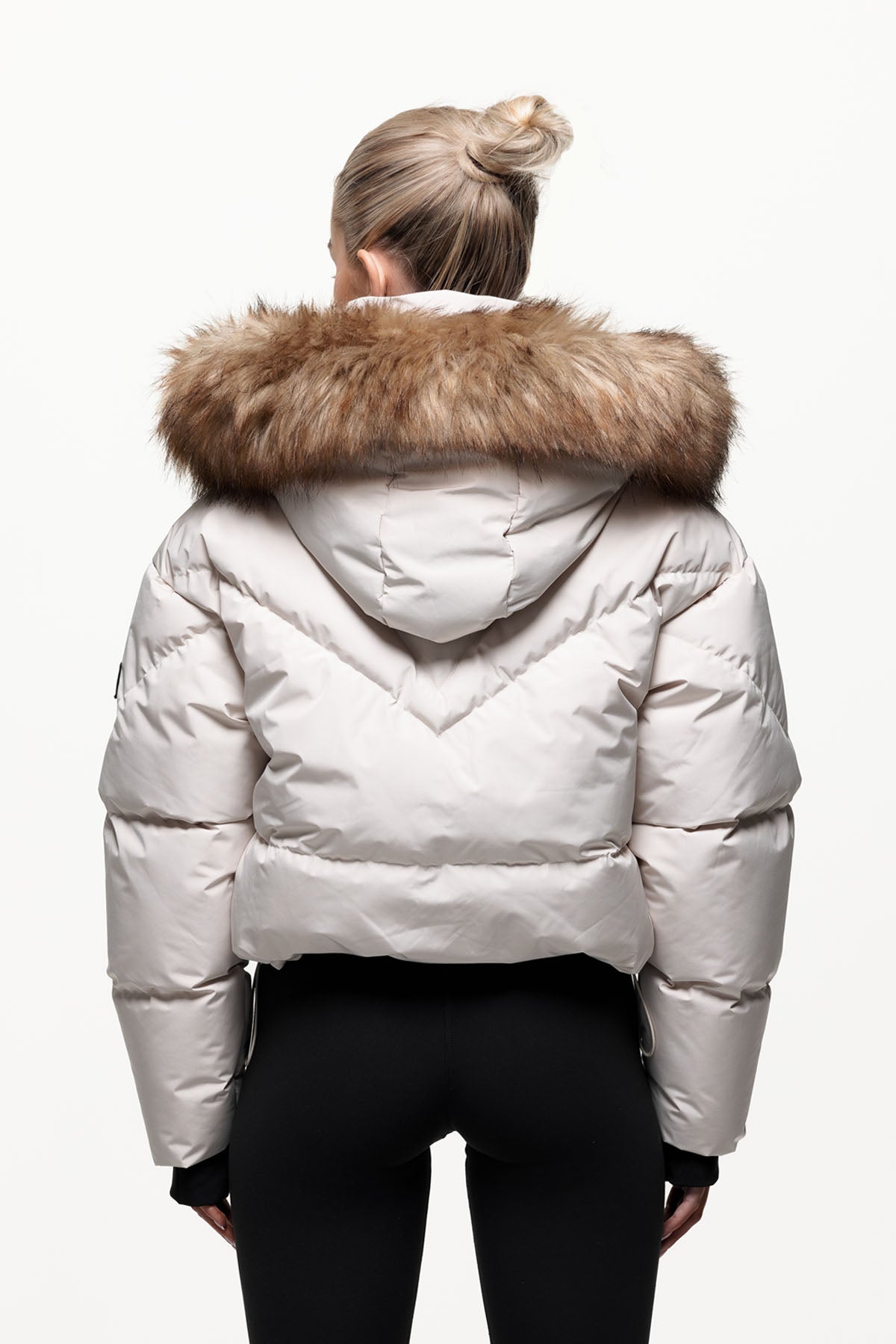 Alps Faux Fur Cream Puffer Jacket