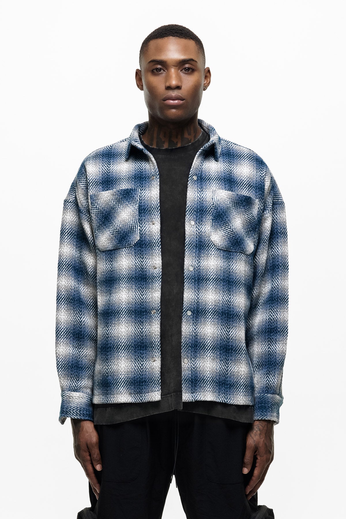 Ombre Blue Check Overshirt