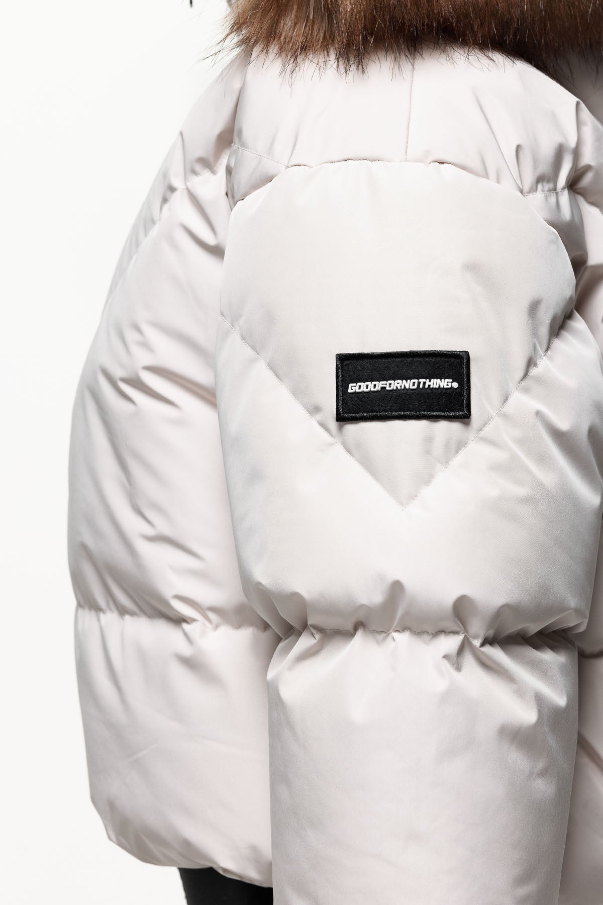 Alps Faux Fur Cream Puffer Jacket