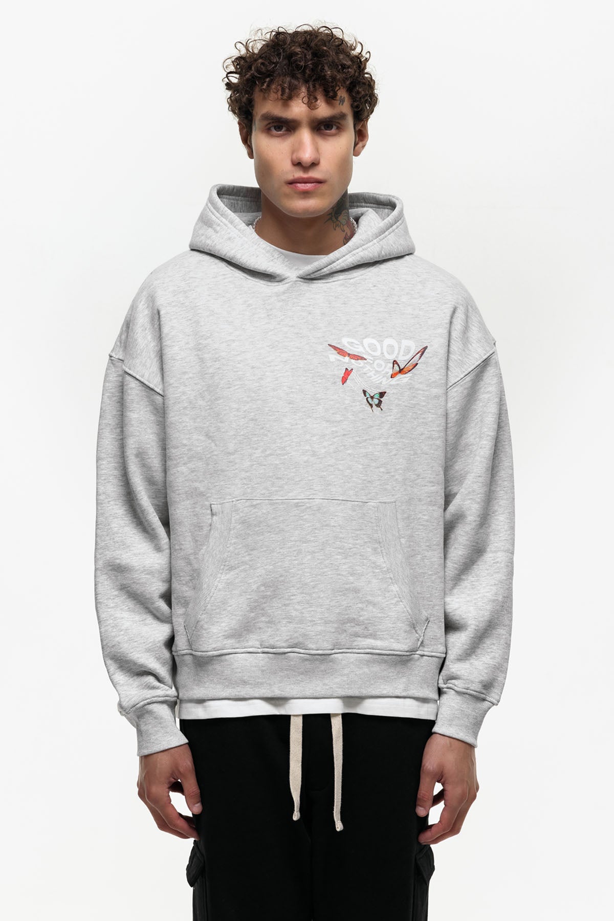 Oversized Wanderlust Grey Marl Hoodie