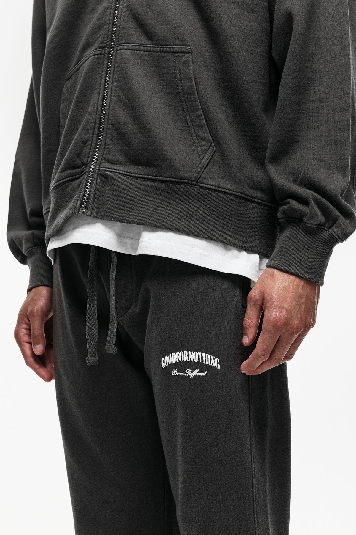 Relaxed Garment Dyed Black Sweatpants