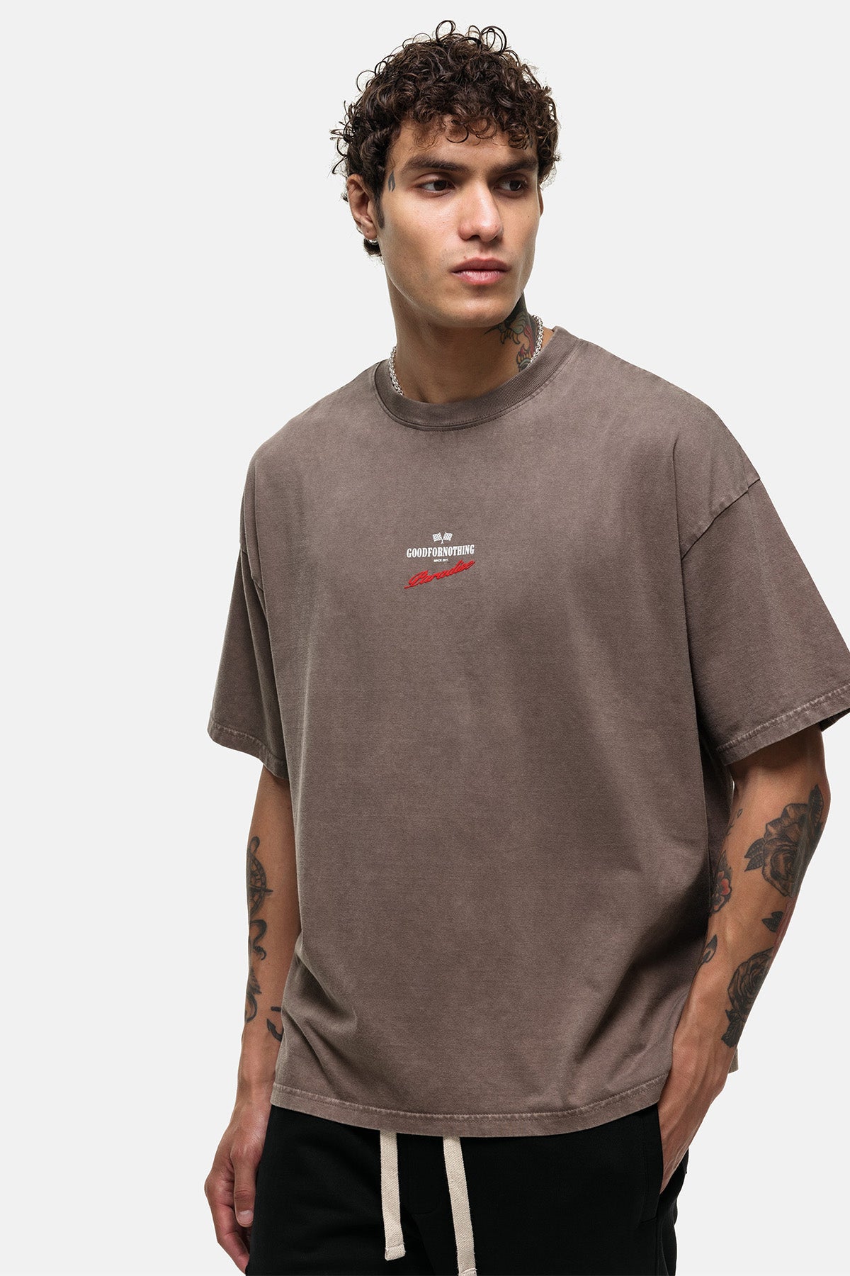 Oversized Racing Washed Taupe T-shirt