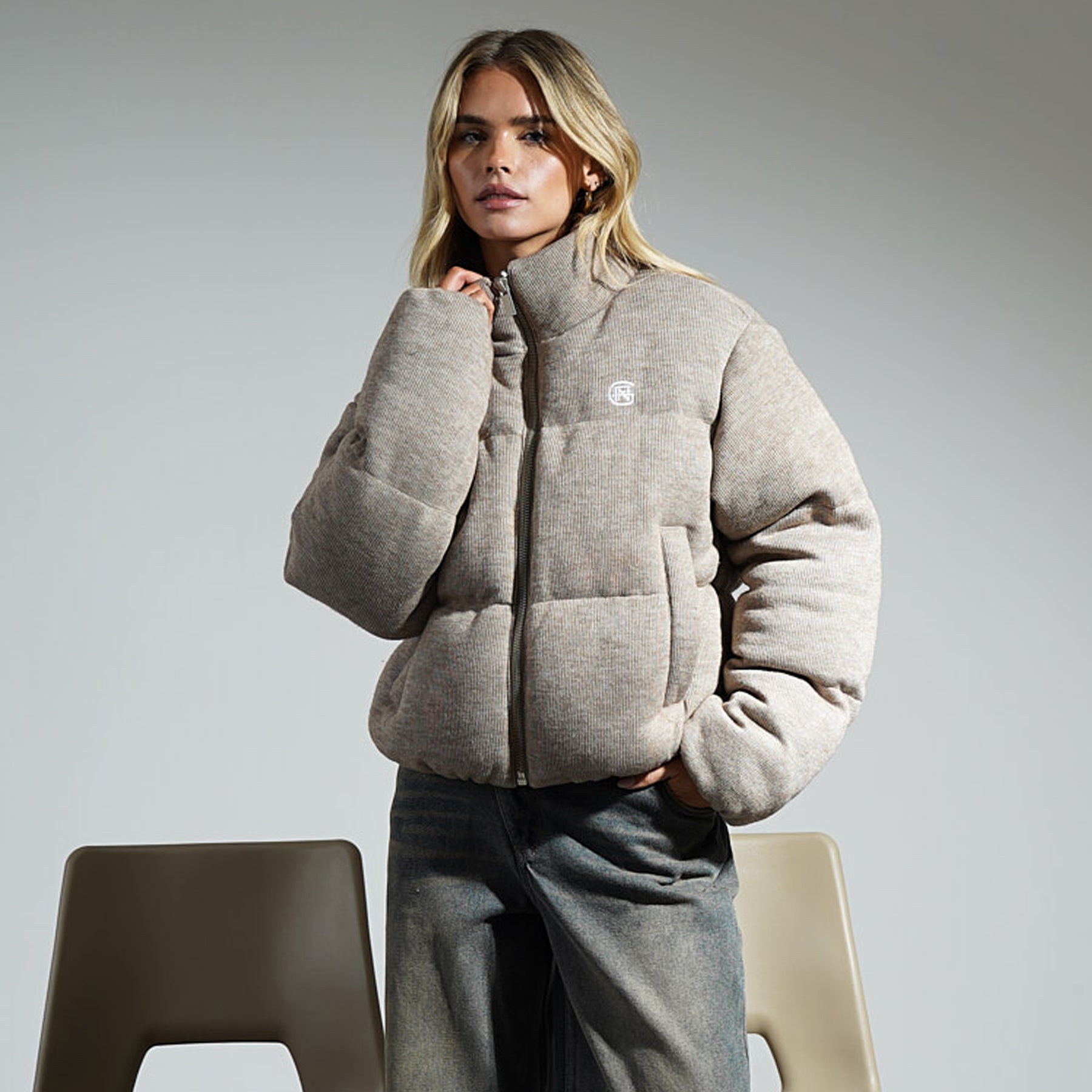 Monogram Knitted Oat Puffer Jacket