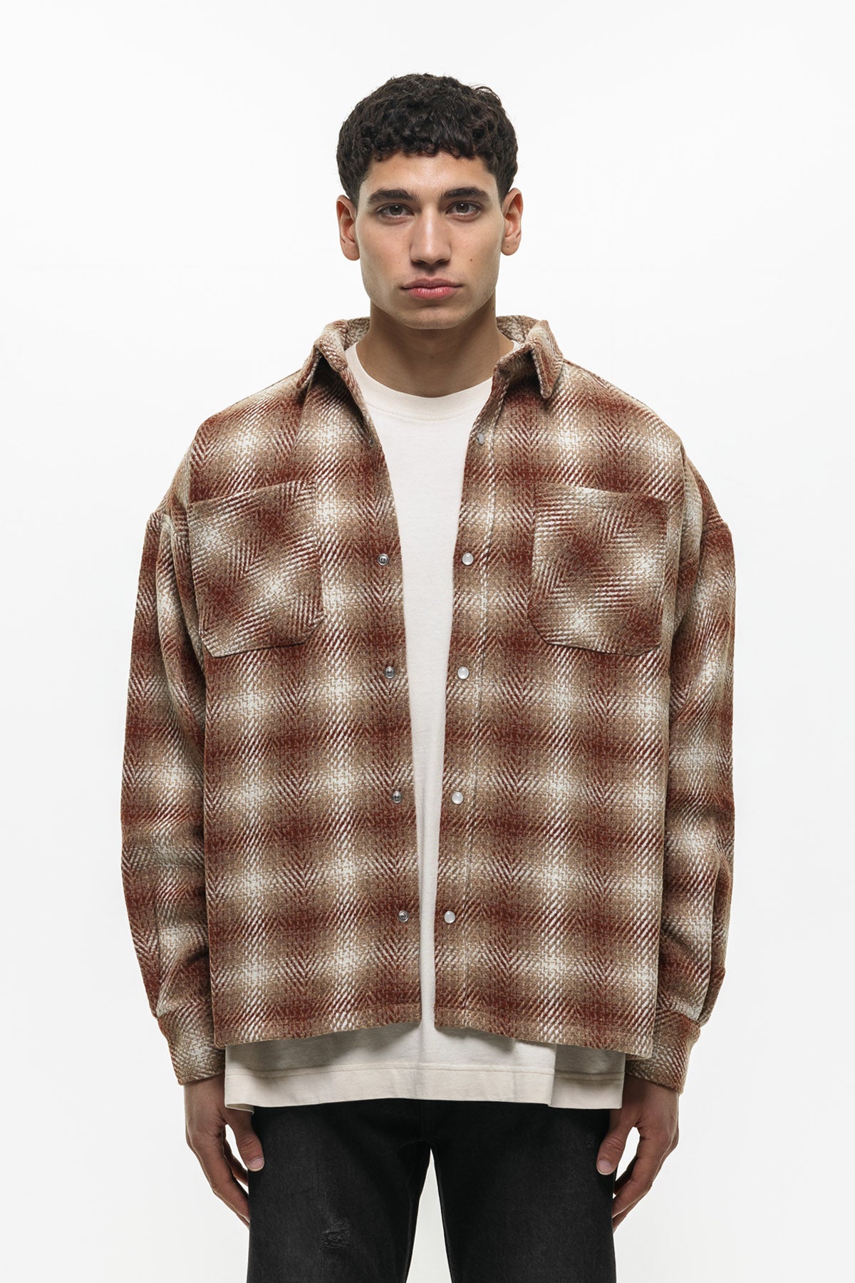 Ombre Rust Check Overshirt