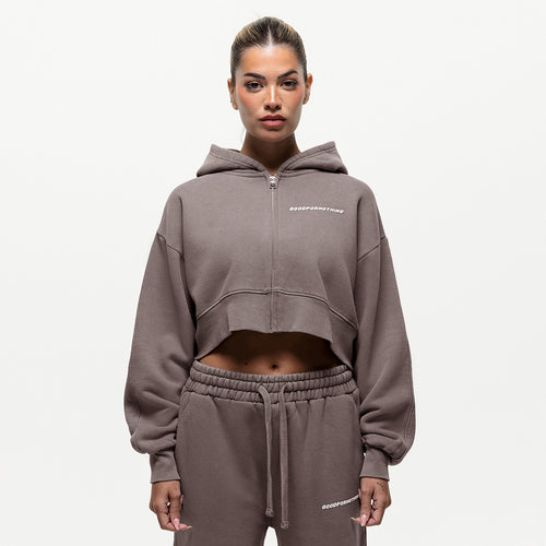 Vintage Washed Taupe Zip Hoodie