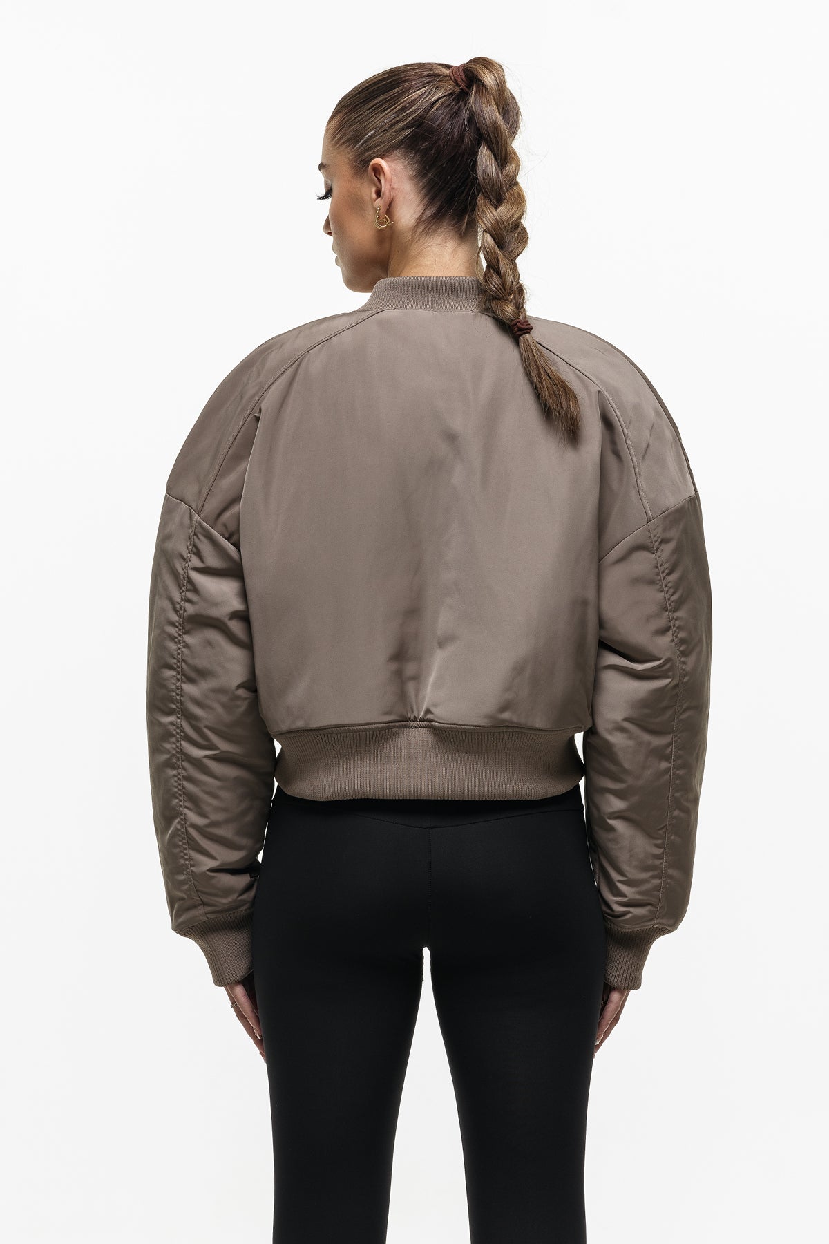 DNA Cropped Taupe Bomber Jacket