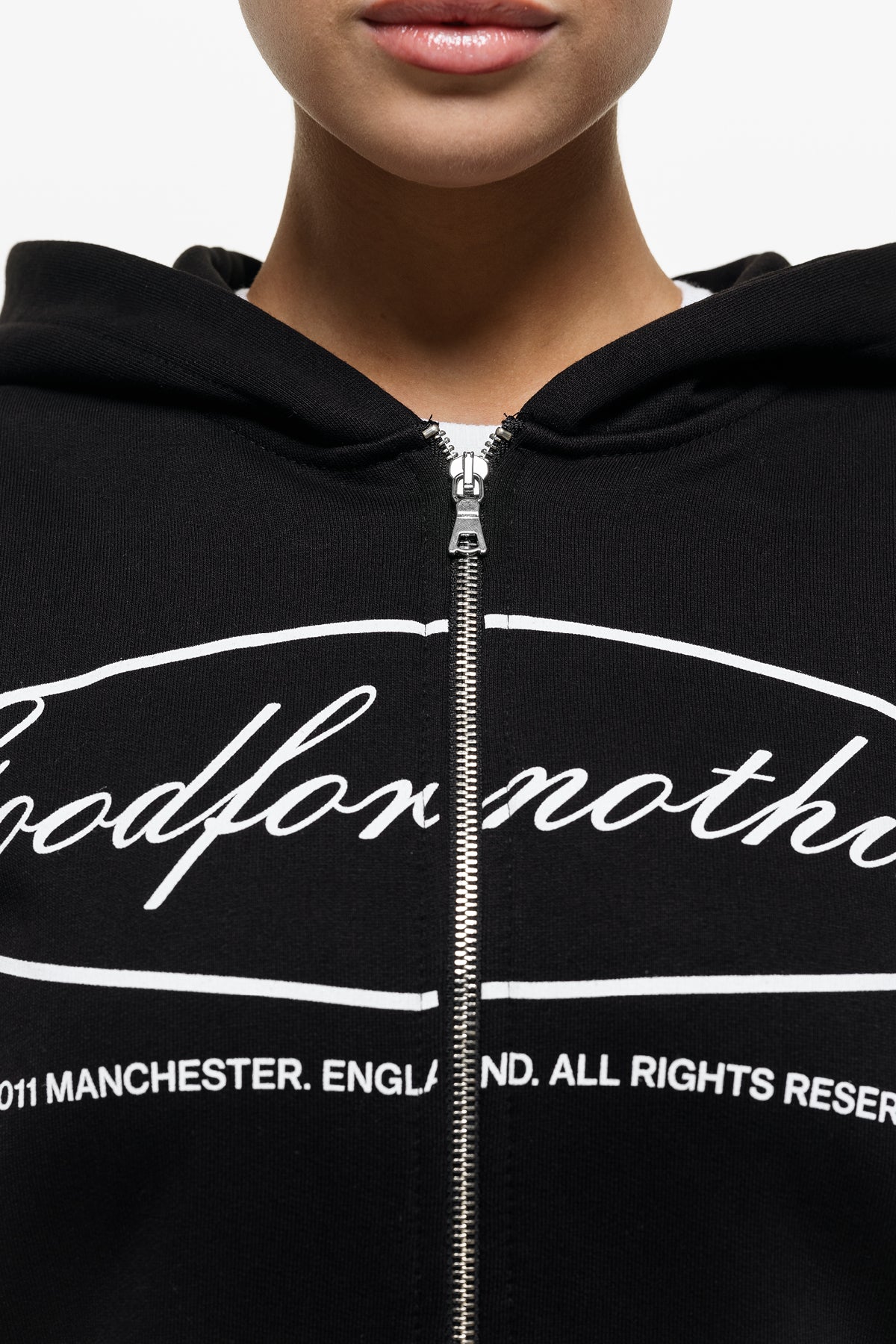 Oversized Oval Black Zip Hoodie