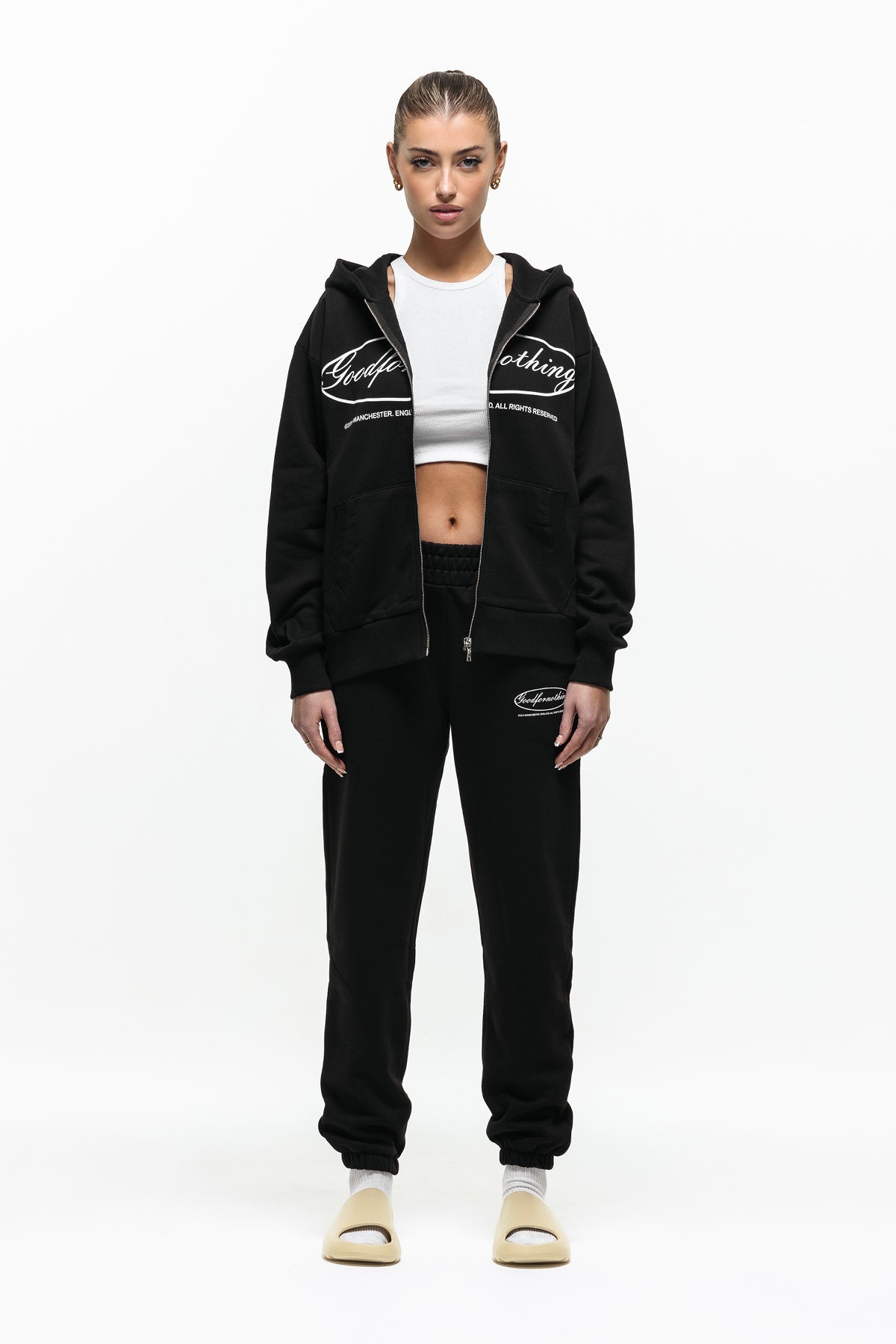Oversized Oval Black Zip Hoodie