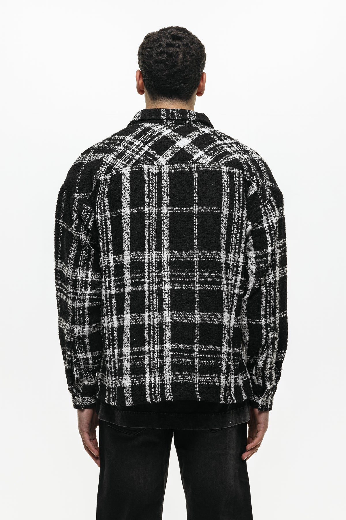 Wool Blend Black Check Overshirt