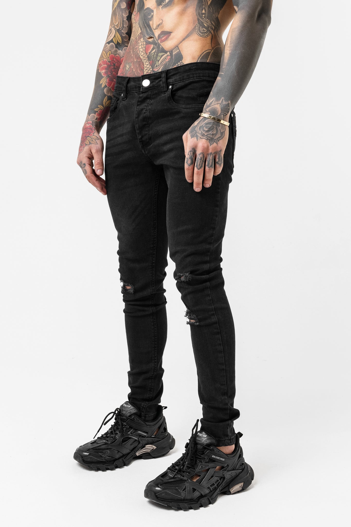 Skinny Destroyed Black Denim – GOODFORNOTHING®