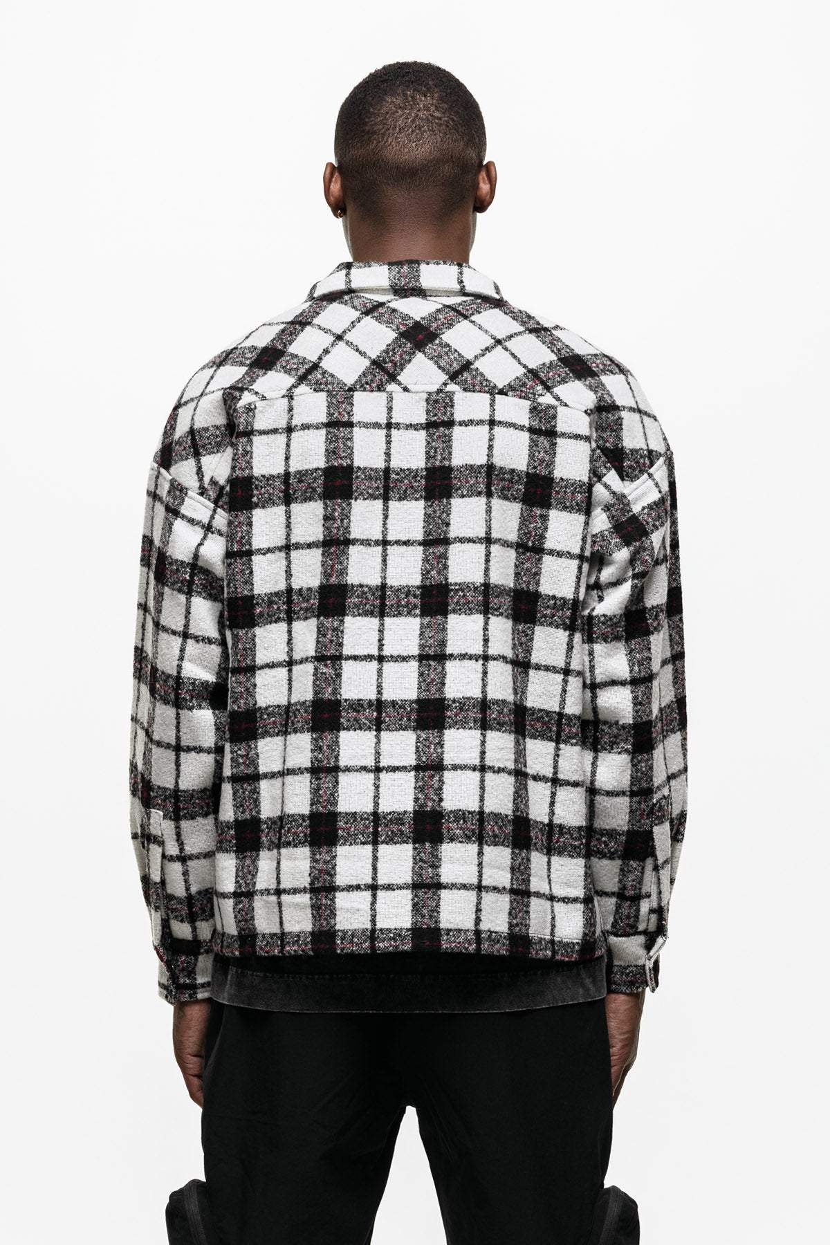 Wool Blend White Check Overshirt