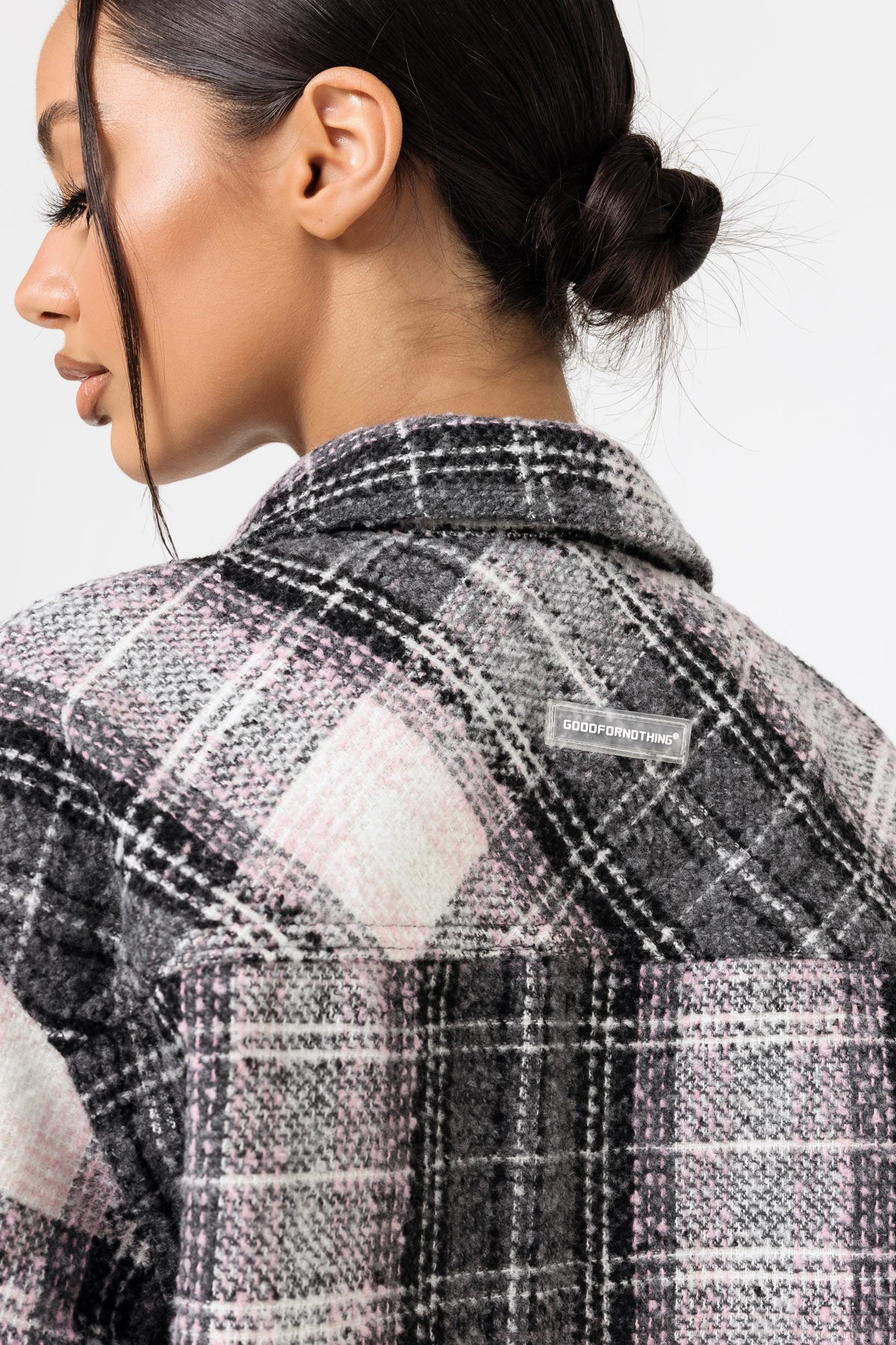Wool Blend Grey Check Overshirt