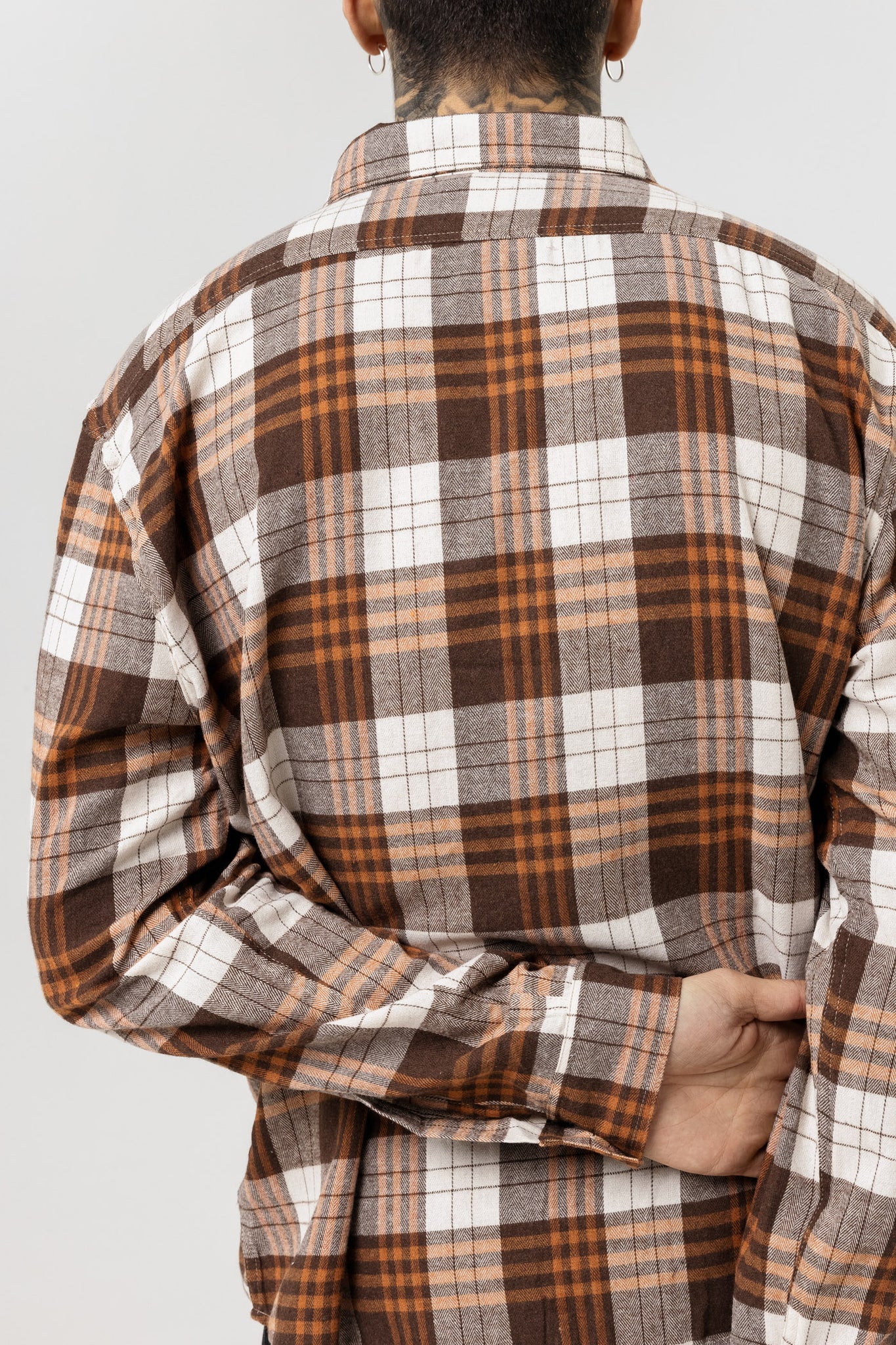 Oversized Flannel Check Rust Shirt