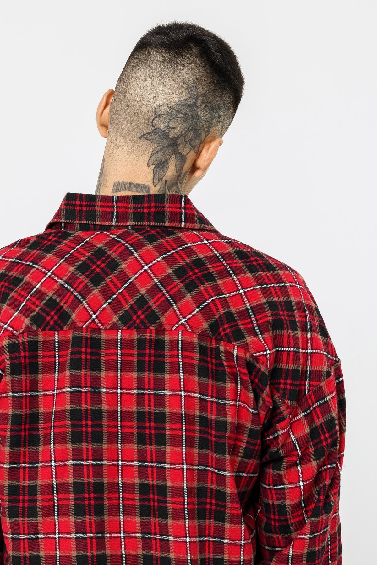 Oversized Flannel Check Red Shirt