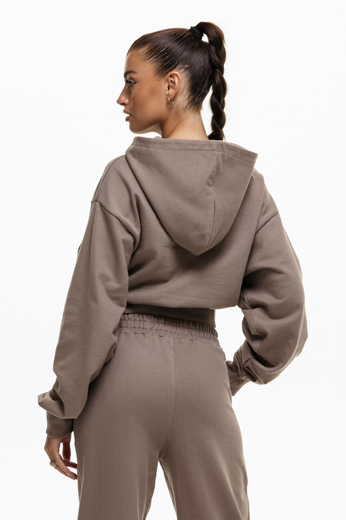DNA Cropped Taupe Hoodie